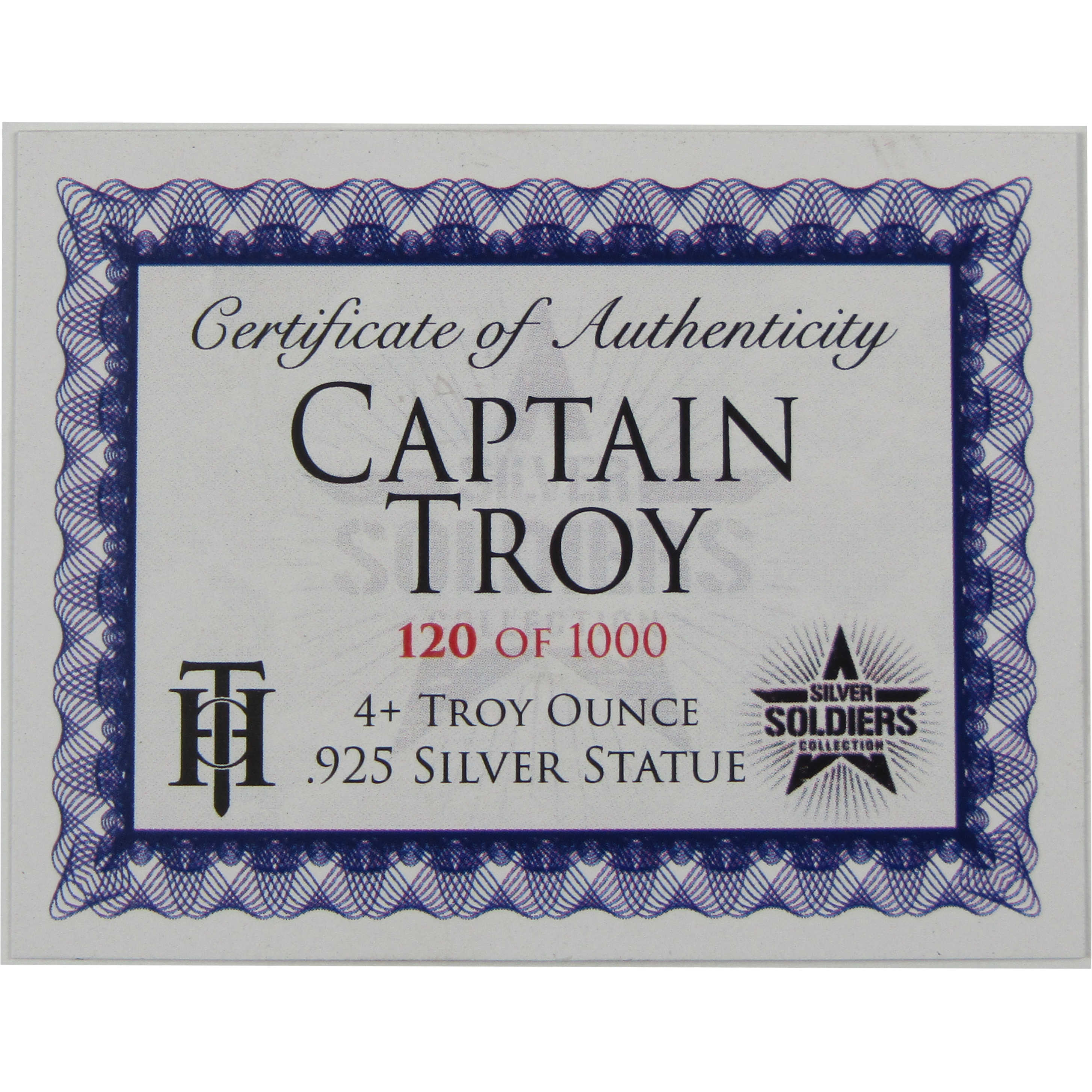 Officer Captain Troy Army Man 4 oz Sterling Silver Soldier Statue COA