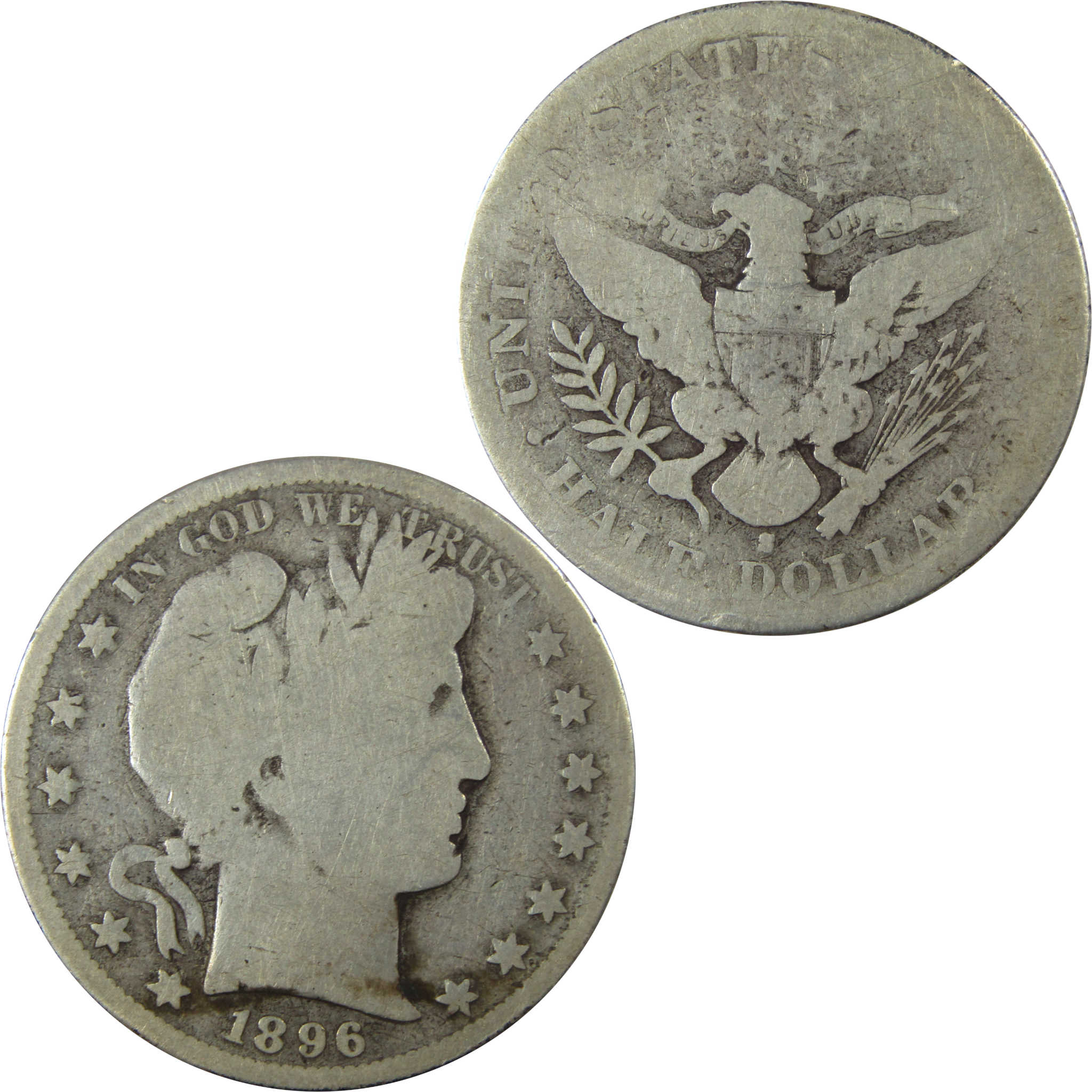 1896 S Barber Silver Half Dollar AG About Good 50c Coin SKU:I25965