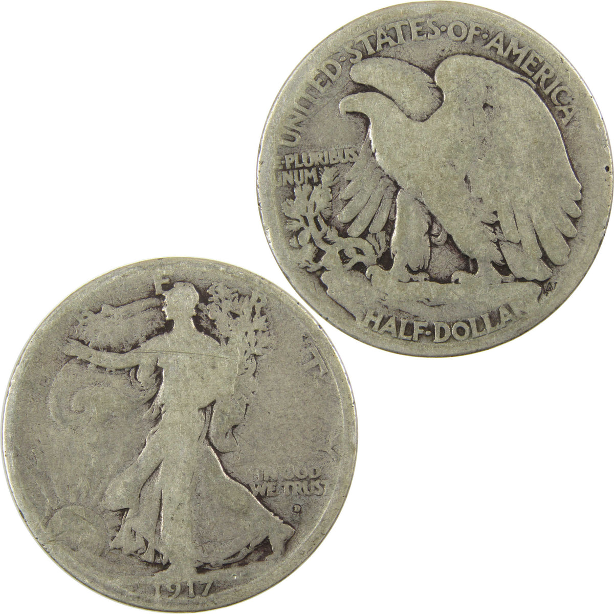 1917 D Obverse Liberty Walking Silver Half Dollar G Good SKU:I29031