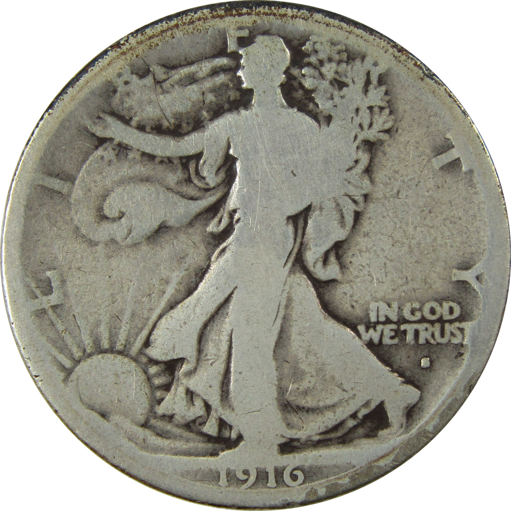 1916 S Liberty Walking Silver Half Dollar G Good Details SKU:I25942