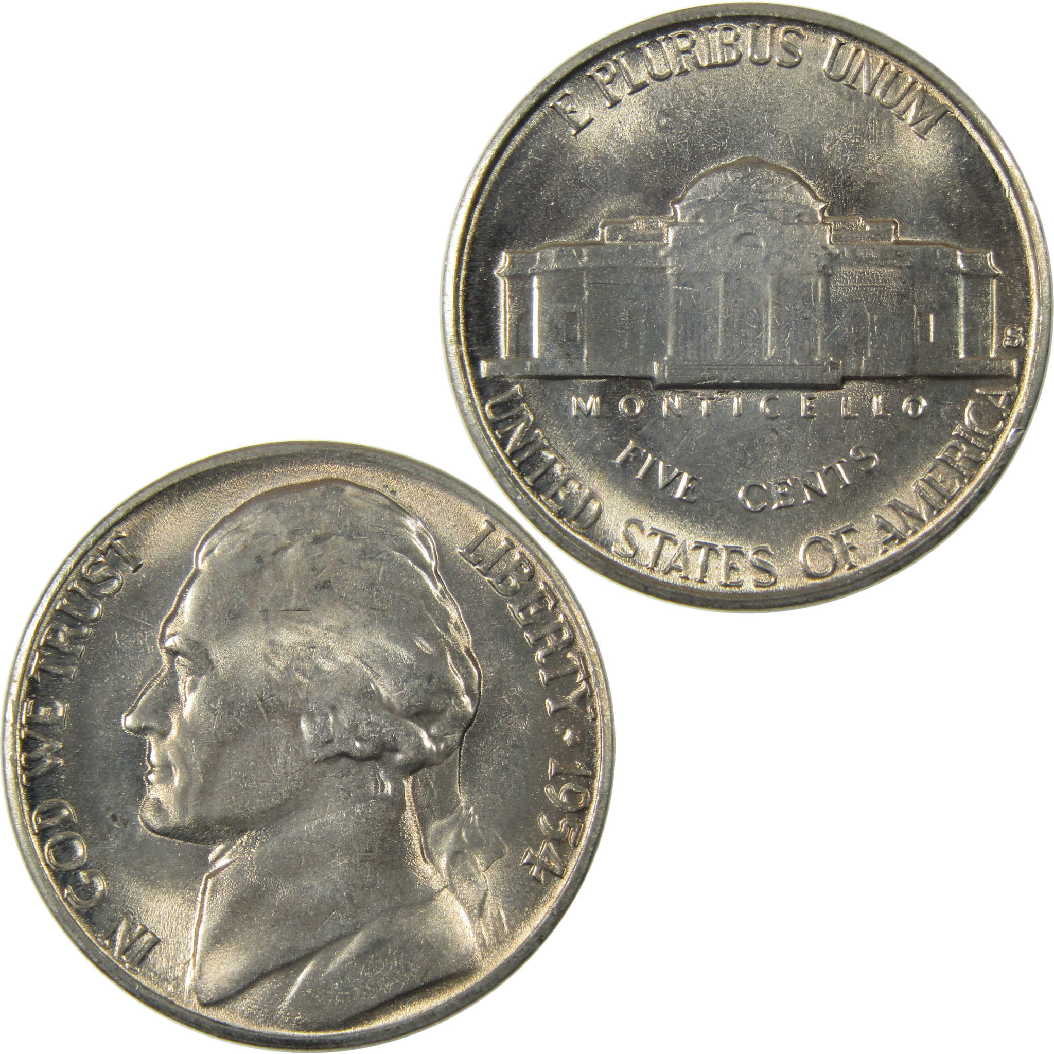 1954 S Jefferson Nickel Uncirculated Mint State 5c Coin Collectible