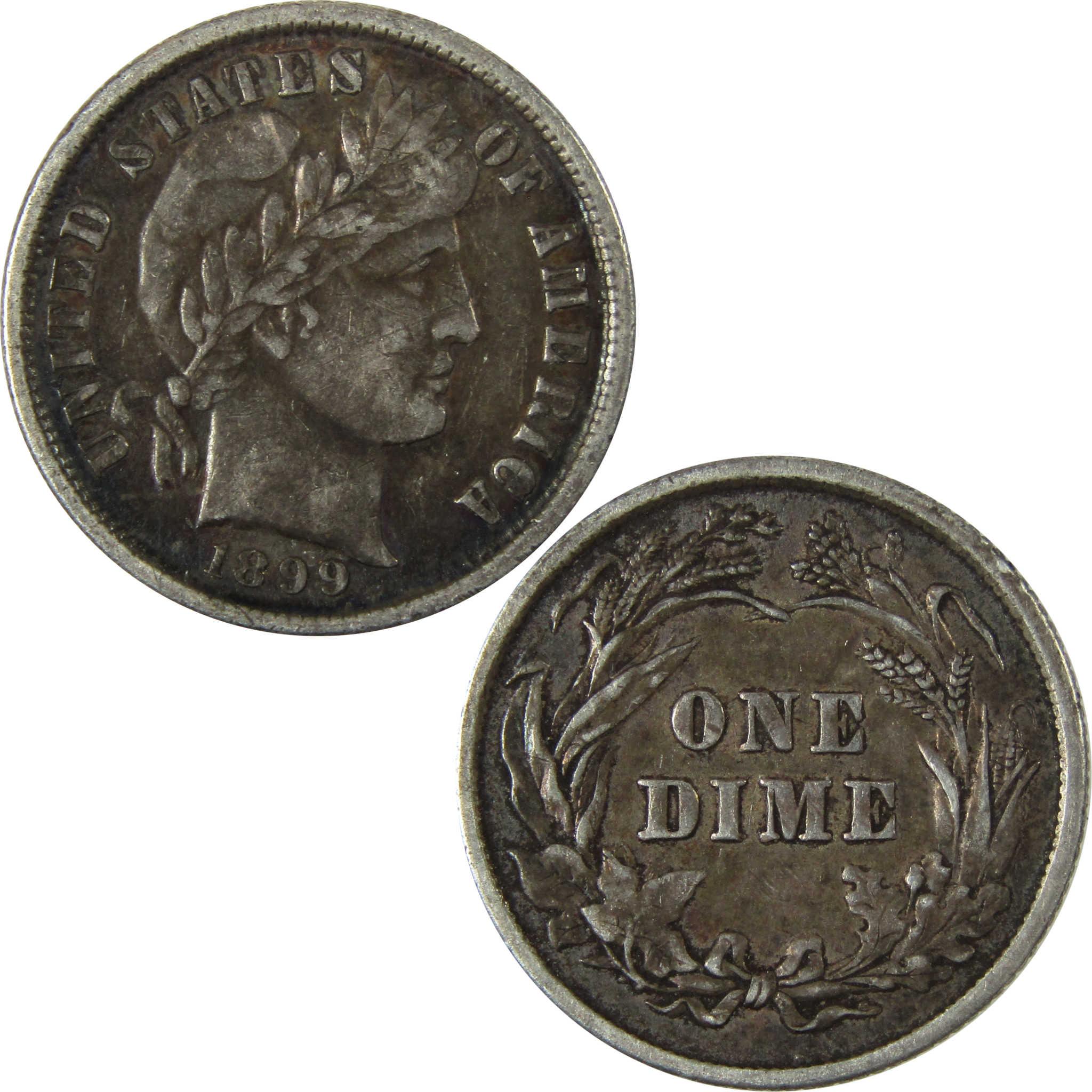 1899 Barber Silver Dime VF Very Fine 10c Coin Collectible SKU:CP992