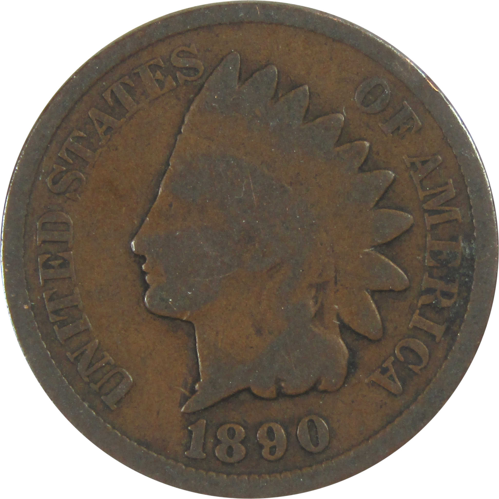 1890 Indian Head Cent AG About Good Penny 1c Coin