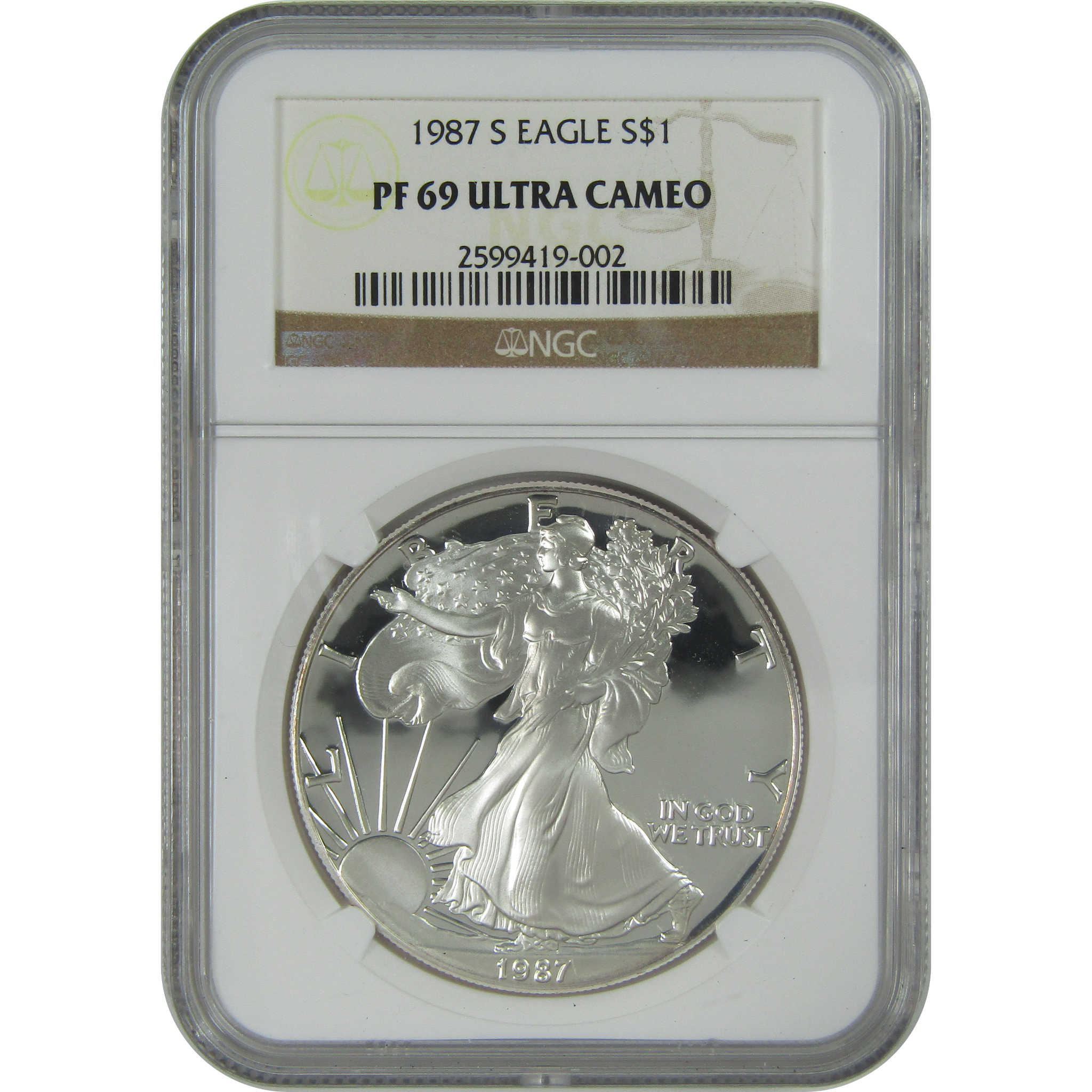 1987 S American Eagle $1 PF 69 UCAM NGC 1 oz .999 Silver SKU:CPC9510