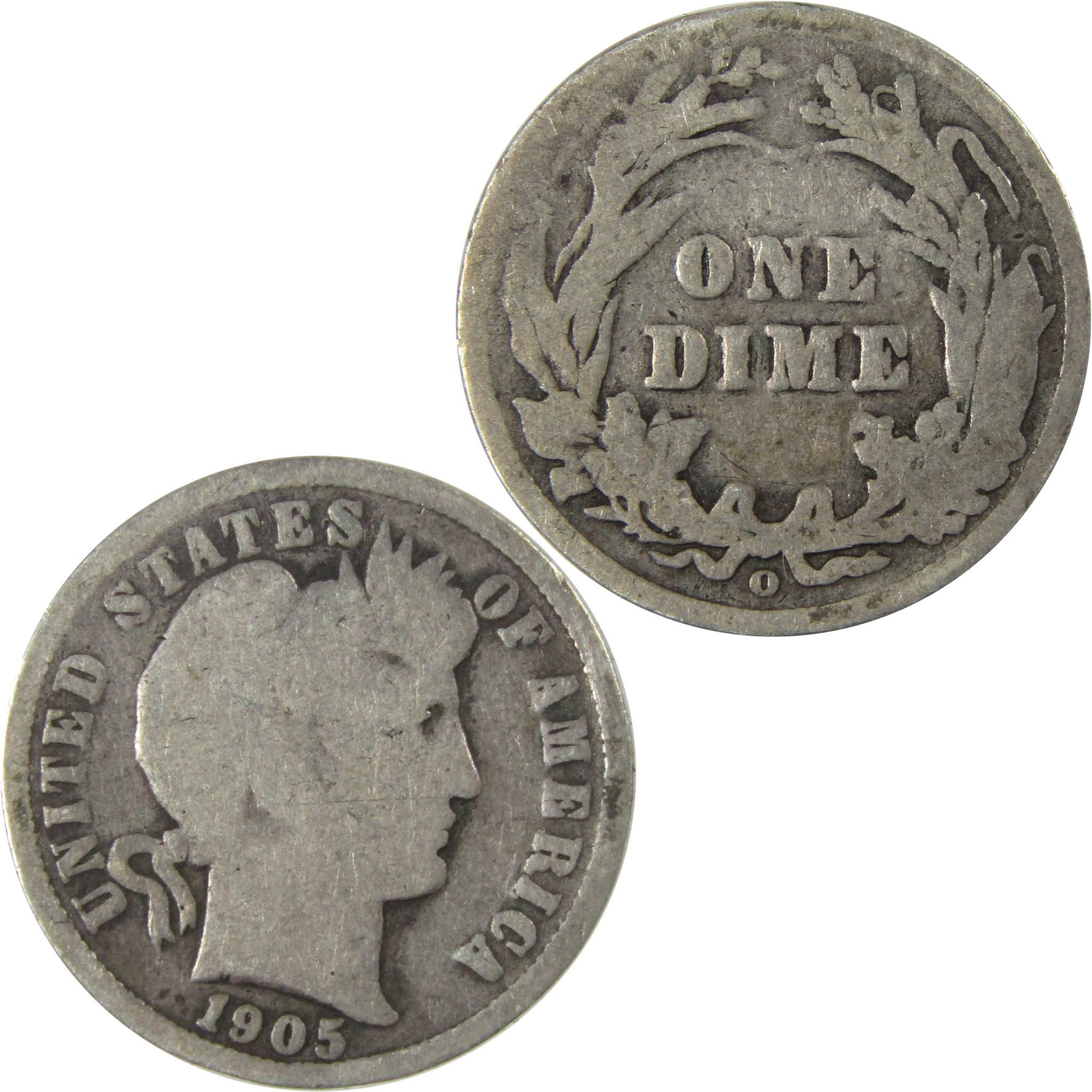 1905 O Micro O Barber Silver Dime G Good Details 10c Coin SKU:I26625