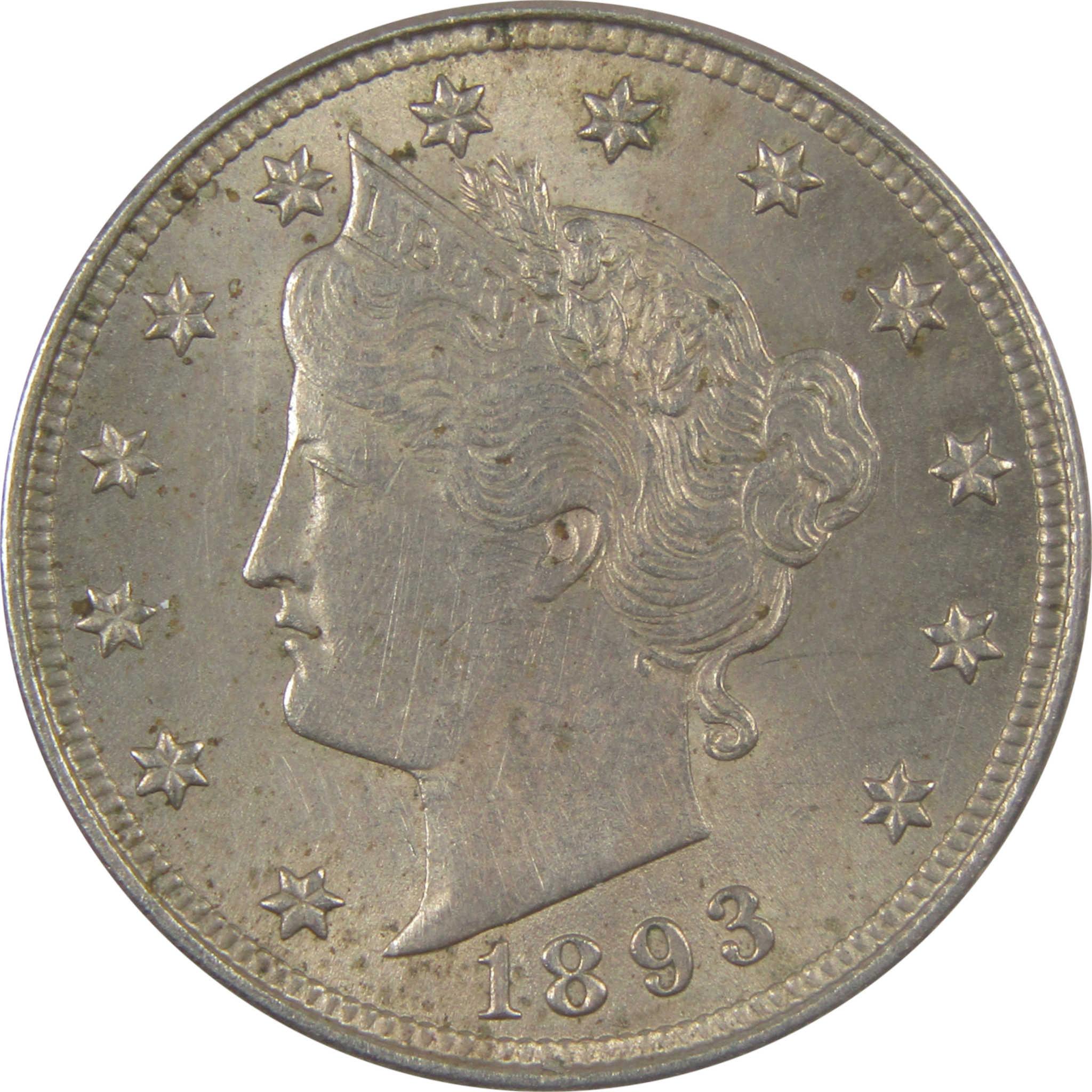 1893 Liberty Head V Nickel AU About Uncirculated 5c Coin SKU:I24790