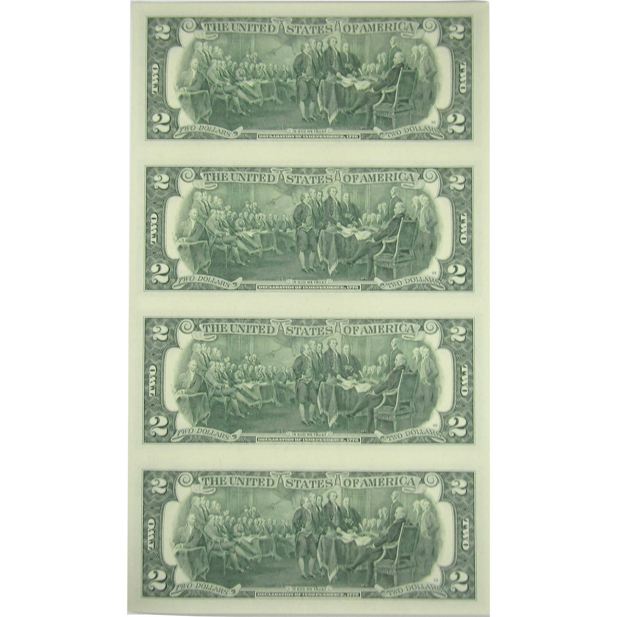 2013 $2 Federal Reserve 4 Note Uncut Sheet CCU OGP SKU:OPC200