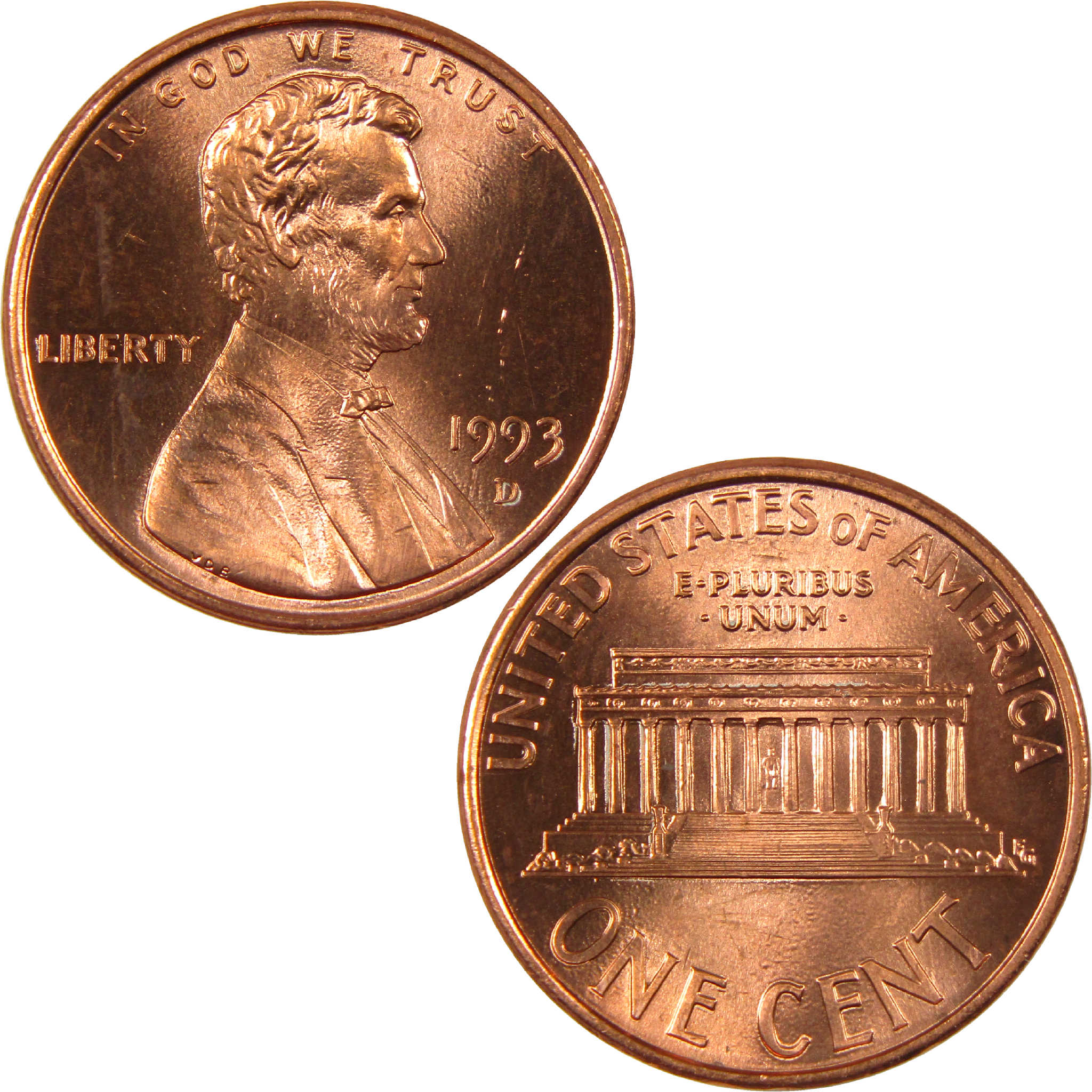 1993 D Lincoln Memorial Cent BU Uncirculated Penny 1c Coin