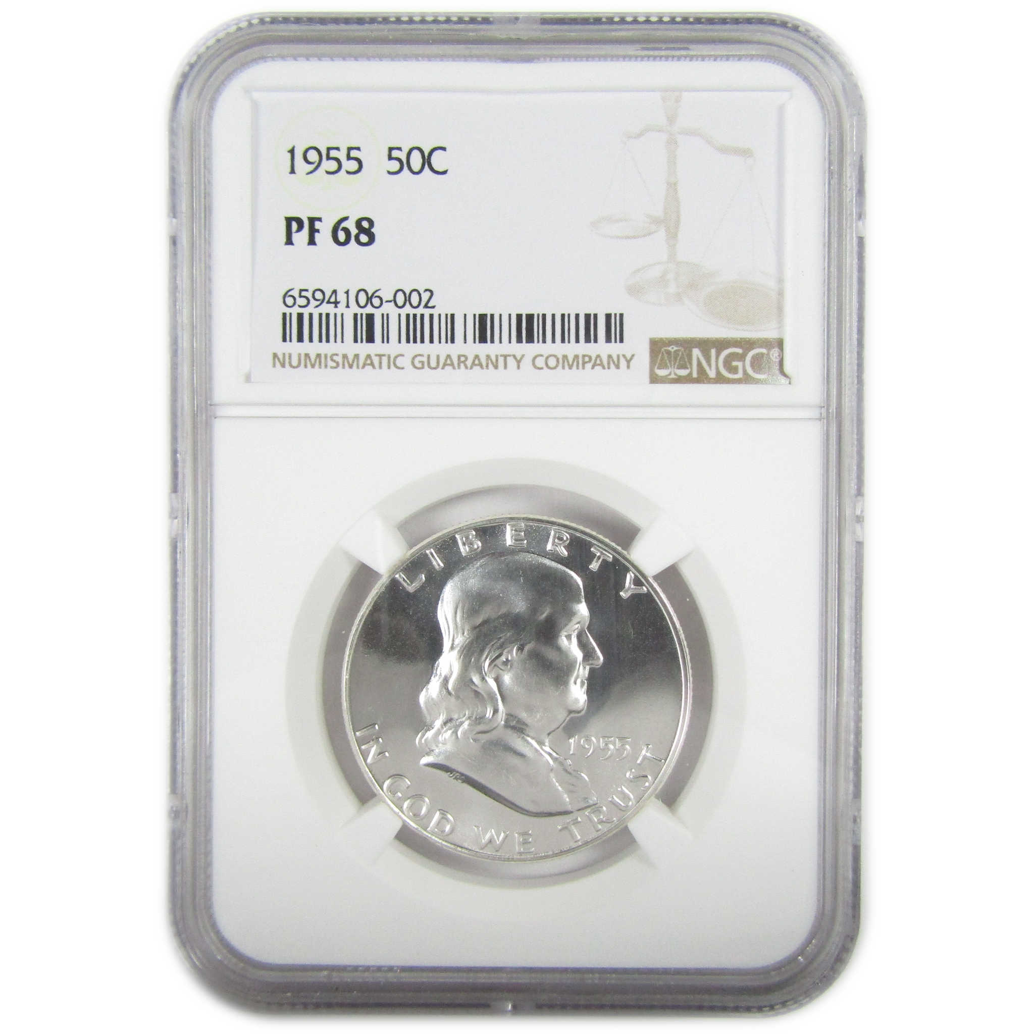 1955 Franklin Silver Half Dollar PF 68 NGC Proof 50c Coin SKU:I27397