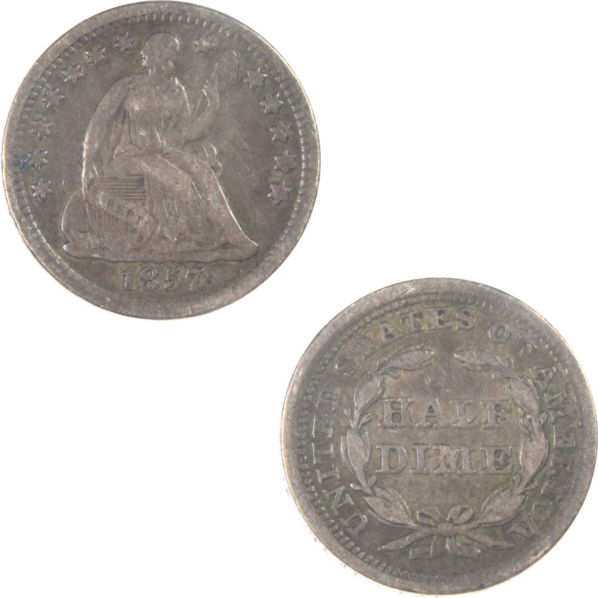 1857 Seated Liberty Half Dime VF Very Fine Silver 5c Coin SKU:I16931