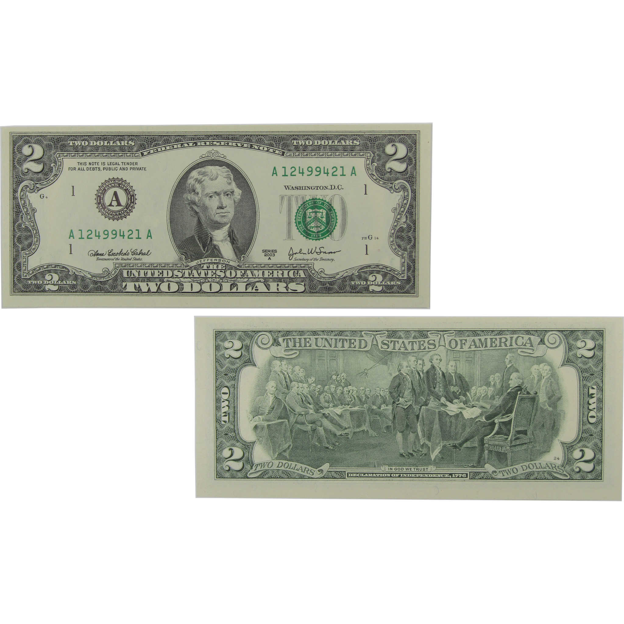 2003 A $2 Federal Reserve Radar Note CCU Choice Crisp Uncirculated
