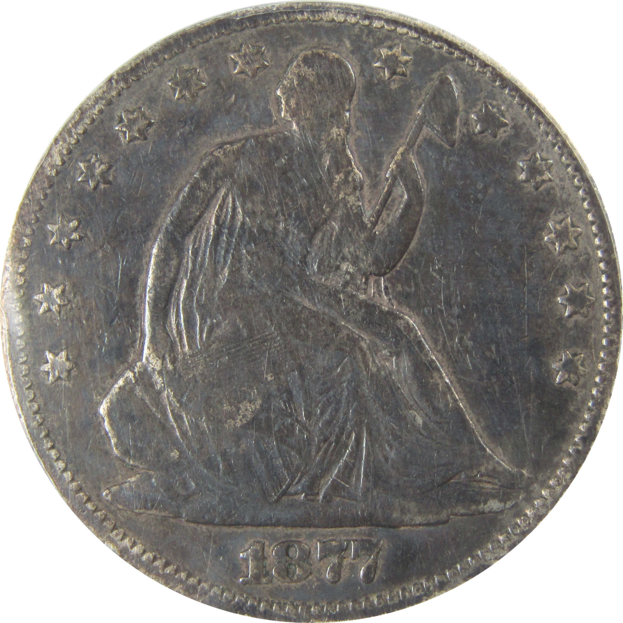 1877 Seated Liberty Silver Half Dollar VG 8 Details ANACS SKU:CP813