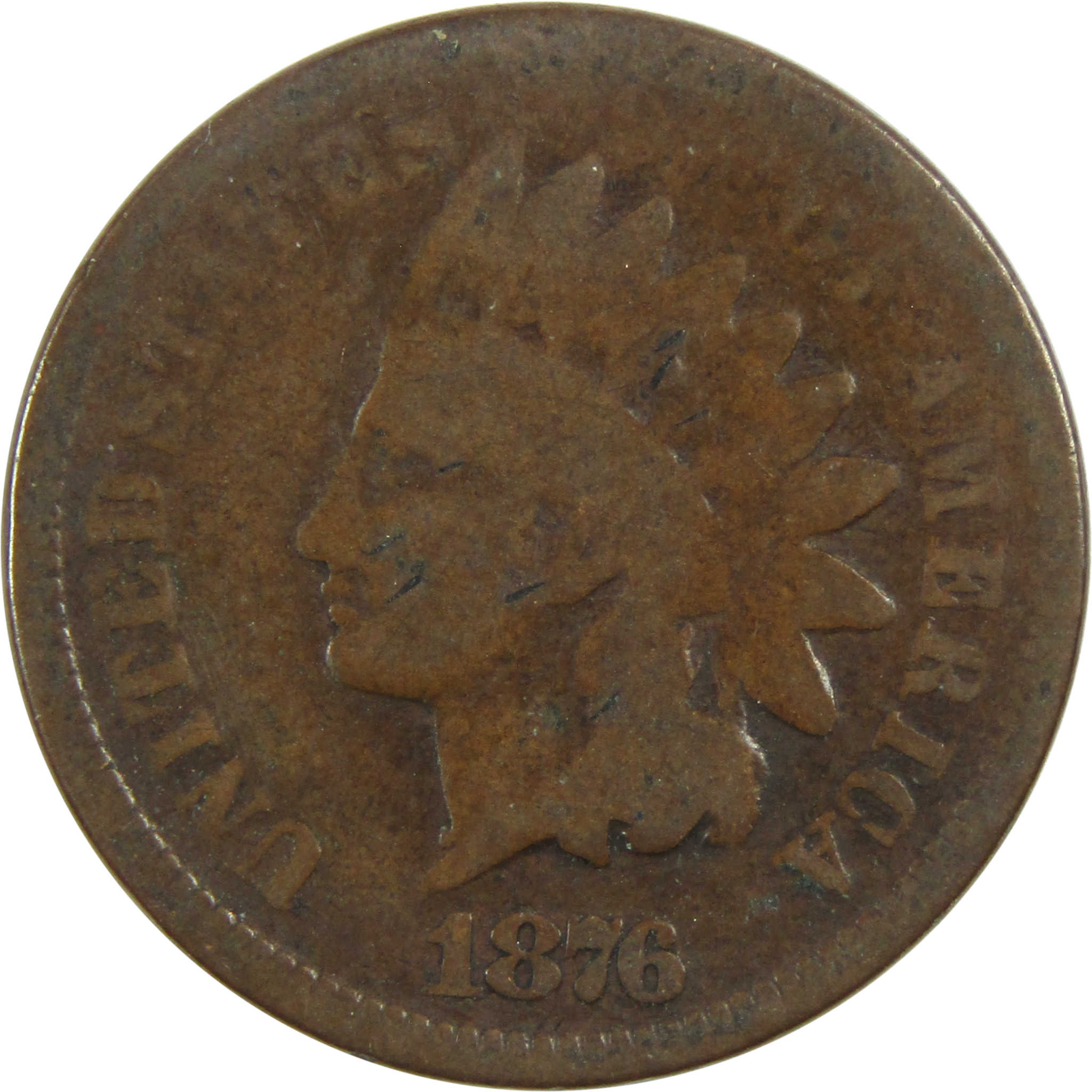 1876 Indian Head Cent G Good Penny 1c Coin SKU:I13271