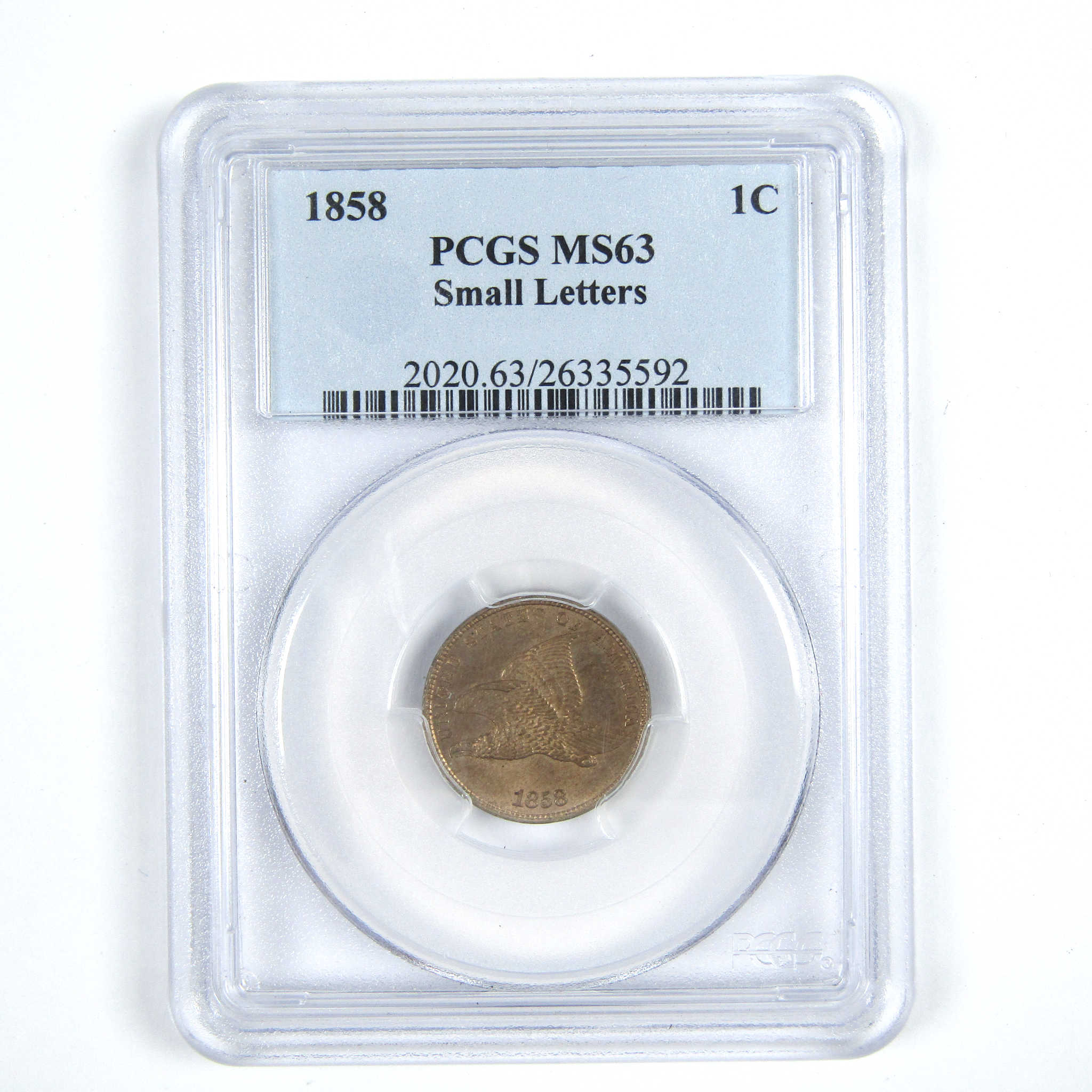 1858 Small Ltr Flying Eagle Cent MS 63 PCGS Copper-Nickel SKU:CPC8595