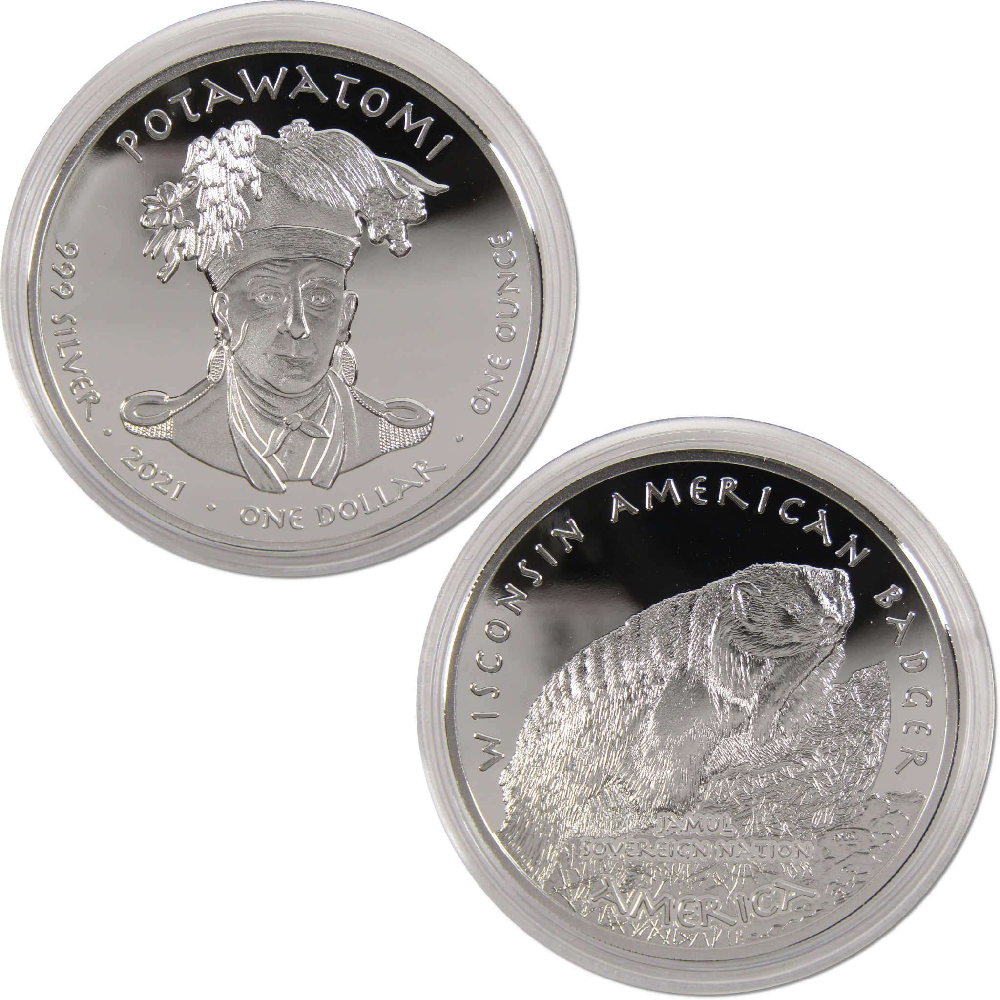 2021 Native American Jamul Potawatomi Wisconsin Badger 1 oz Silver