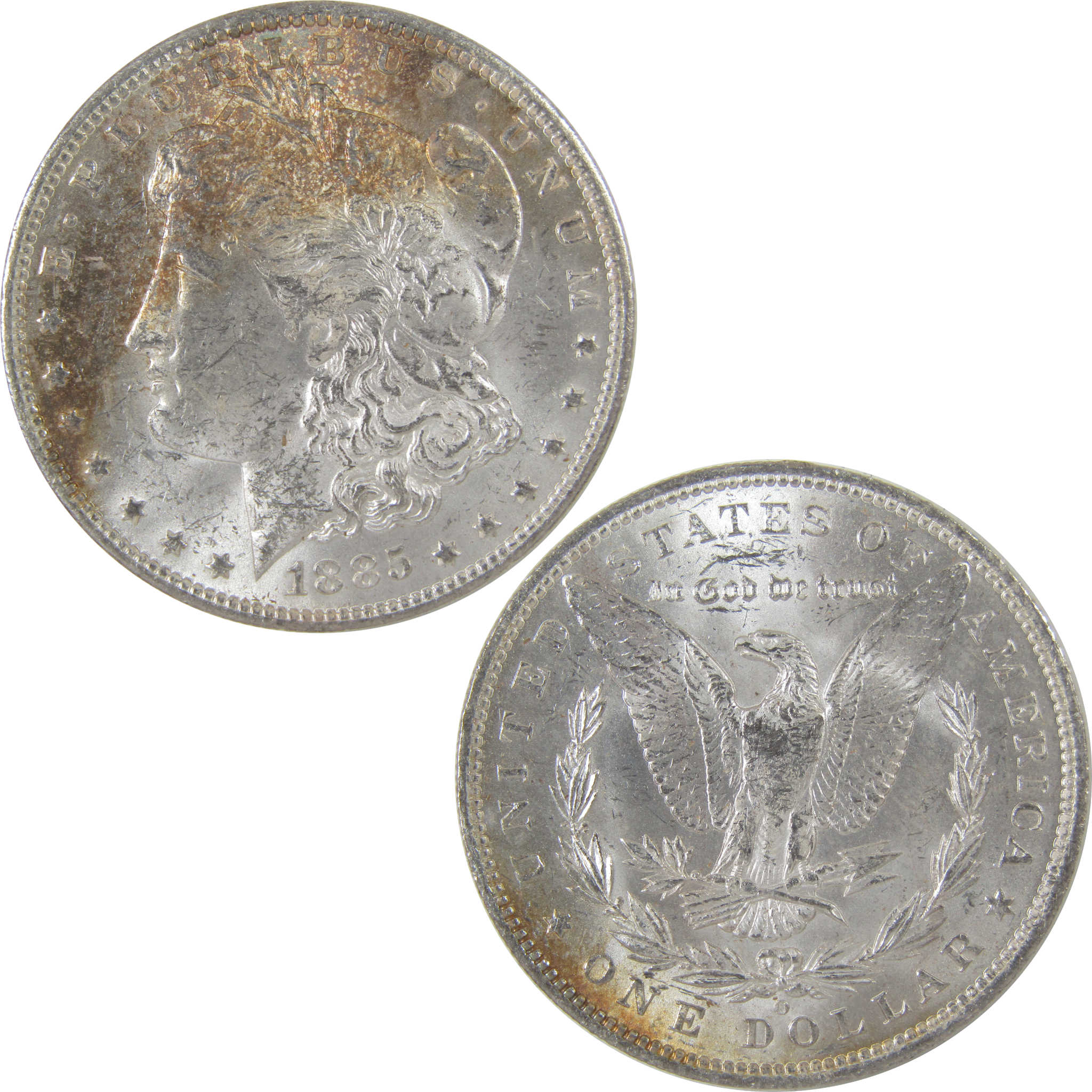 1885 O Morgan Dollar Uncirculated Silver $1 Coin Toned SKU:I18871