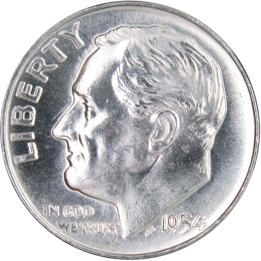 1954 D Roosevelt Silver Dime Uncirculated Mint State 10c Coin