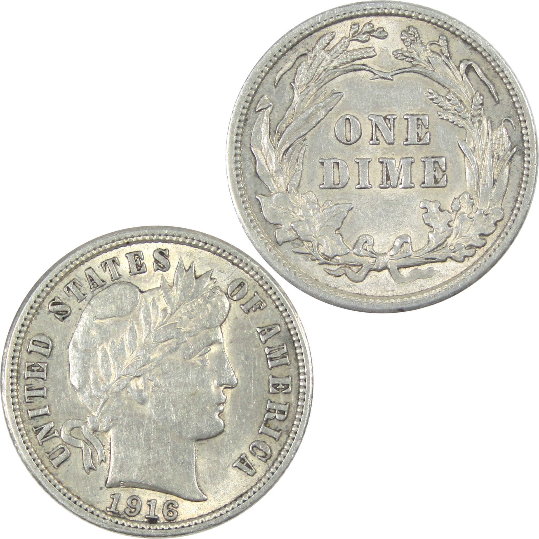 1916 Barber Dime AU About Uncirculated Silver 10c Coin SKU:I15200