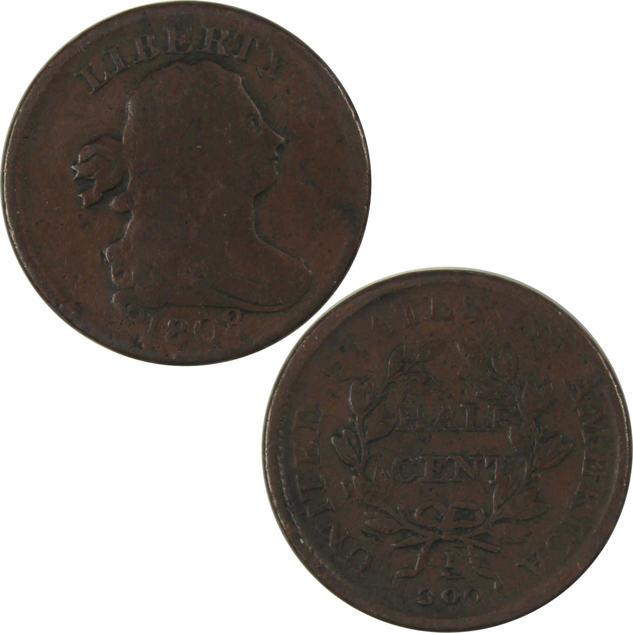 1808 Draped Bust Half Cent VG Very Good Copper 1/2c Coin SKU:I22689