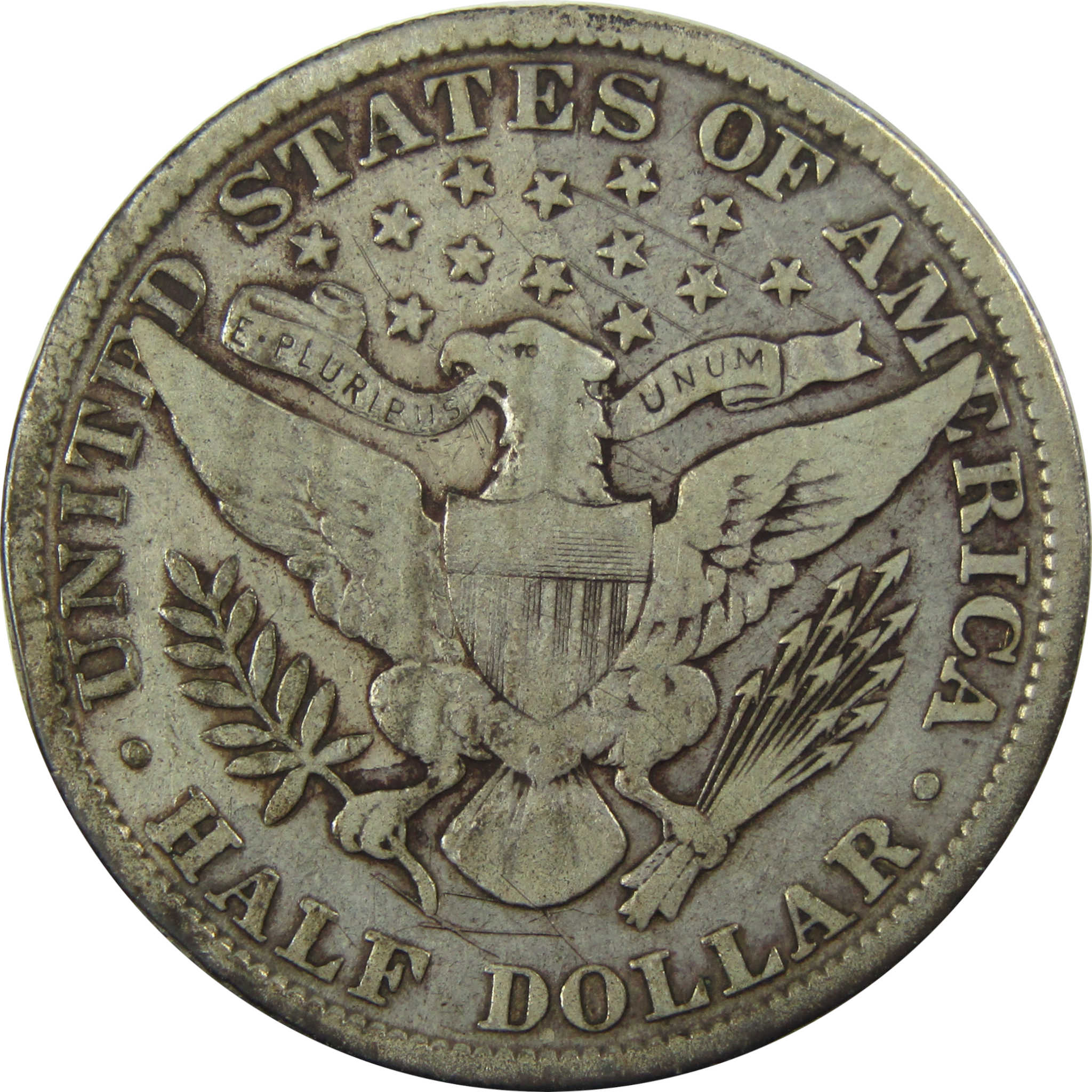 1908 Barber Silver Half Dollar F Fine 50c Coin SKU:I25956
