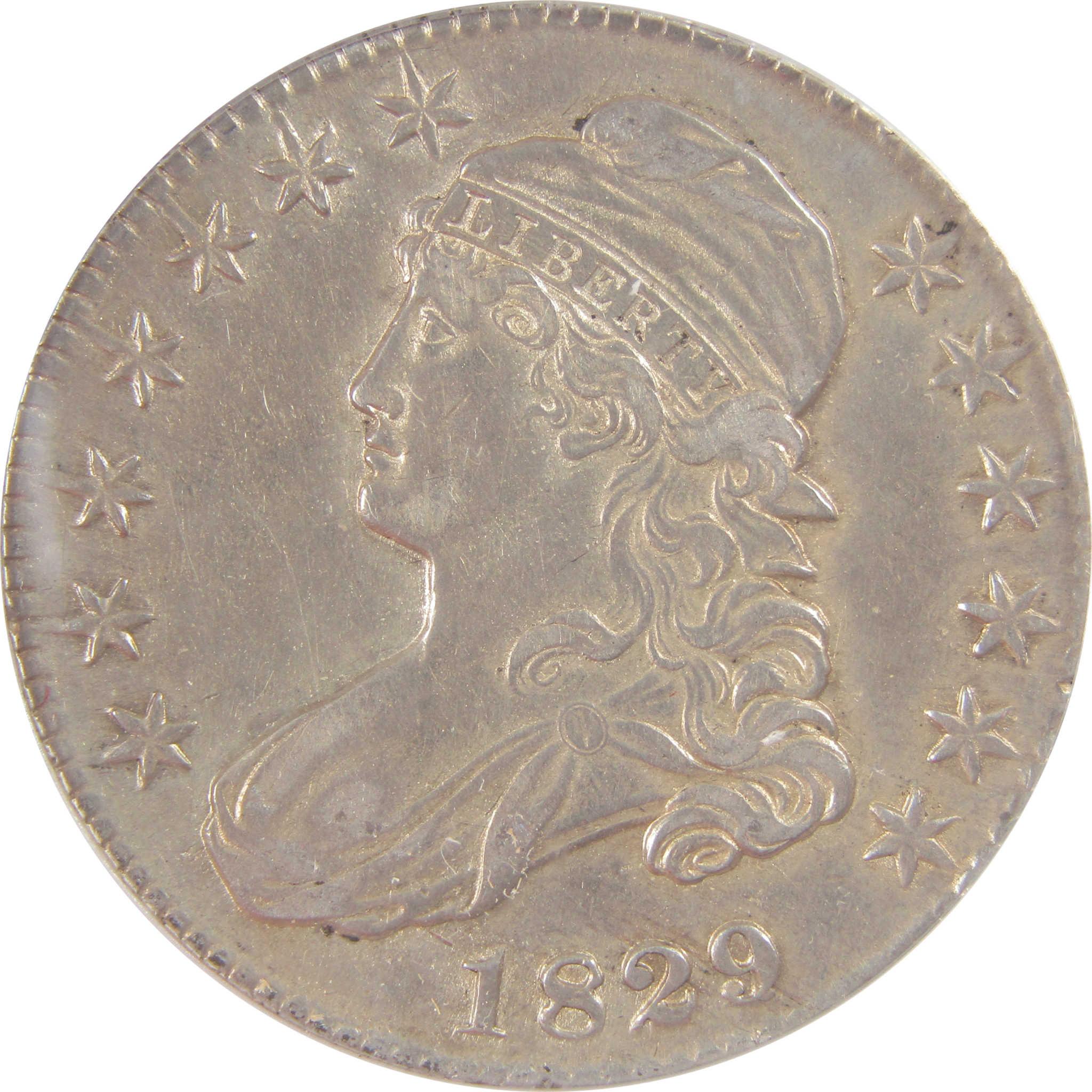 1829/7 Capped Bust Silver Half Dollar EF 45 Details ANACS SKU:I25549