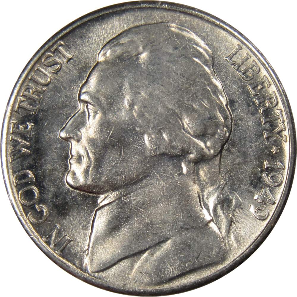 1949 S Jefferson Nickel Uncirculated 5c Coin