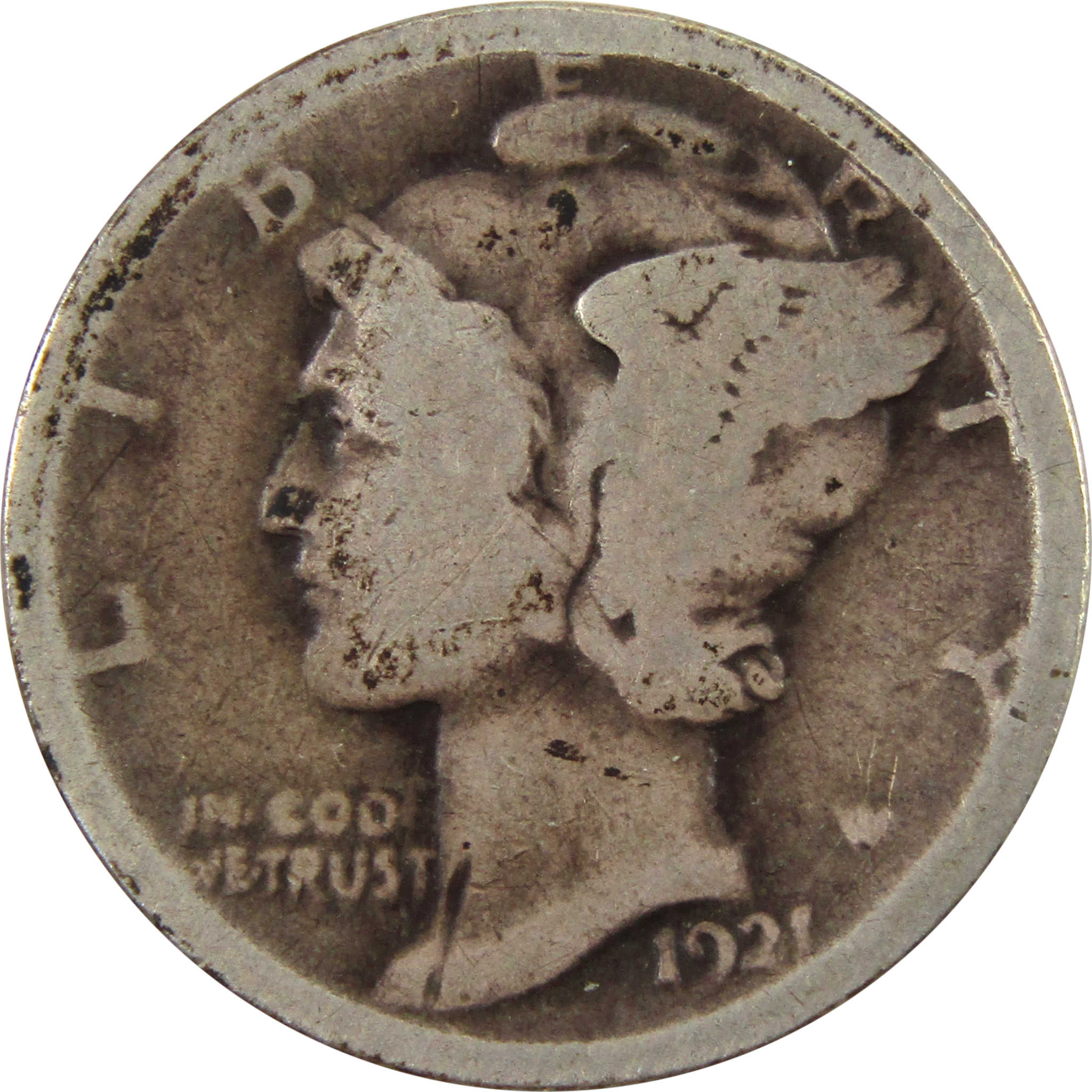 1921 Mercury Dime G Good Silver 10c Coin SKU:I10966