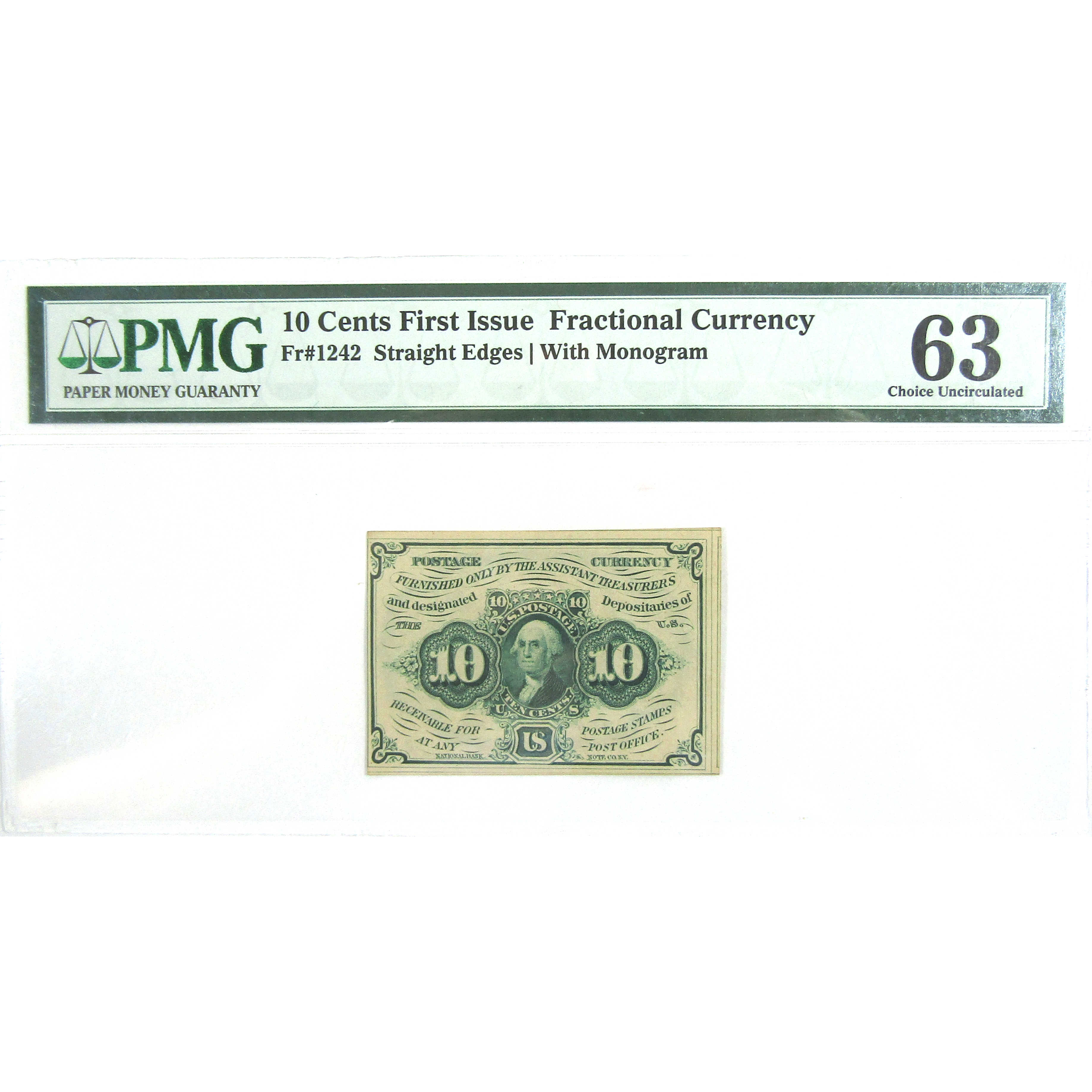 10C Fractional Note First Issue FR#1242 Choice Uncirculated 63 PMG