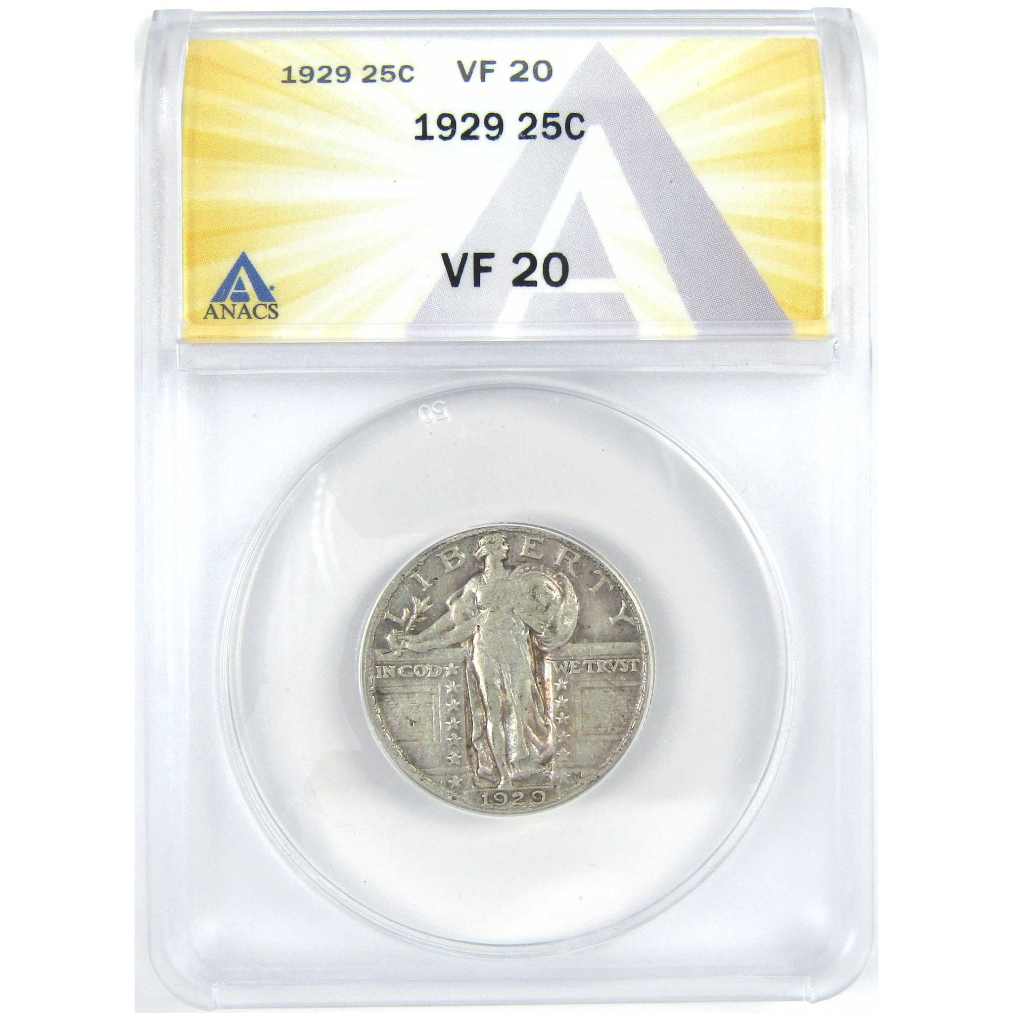 1929 Standing Liberty Quarter VF 20 ANACS Silver 25c Coin SKU:I16318