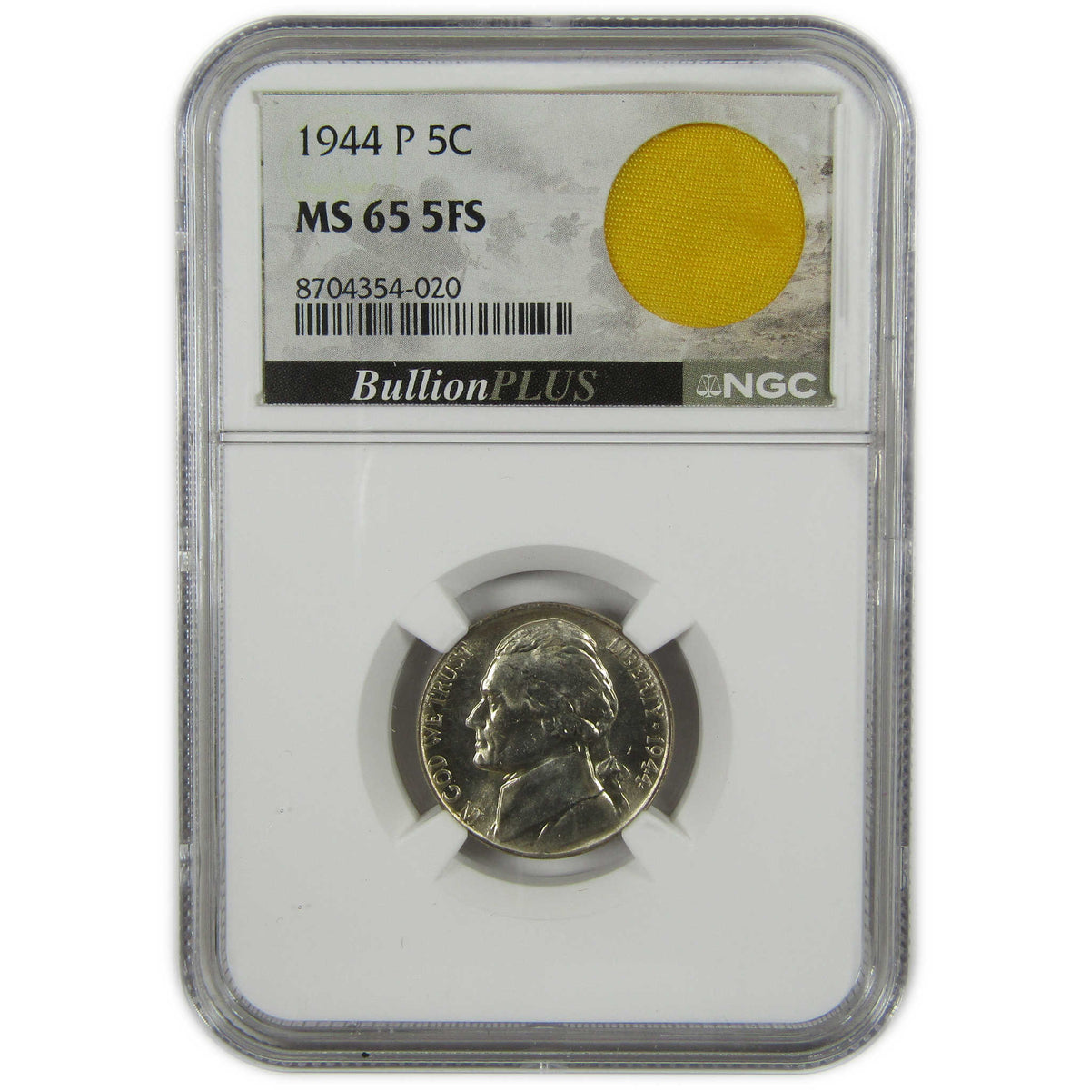 1944 P Jefferson Wartime Silver Nickel MS 65 5FS NGC Coin SKU:I28713