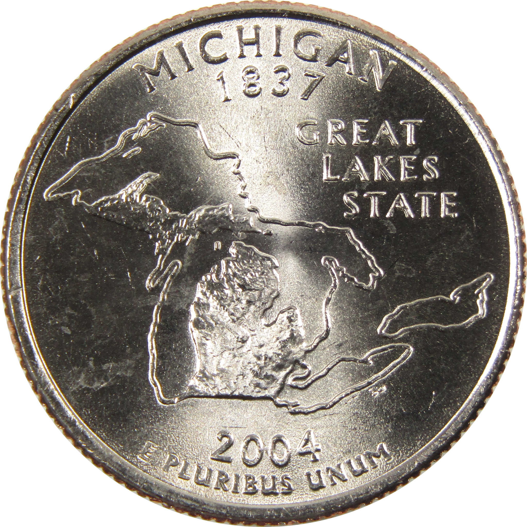 2004 P Michigan State Quarter BU Uncirculated Clad 25c Coin