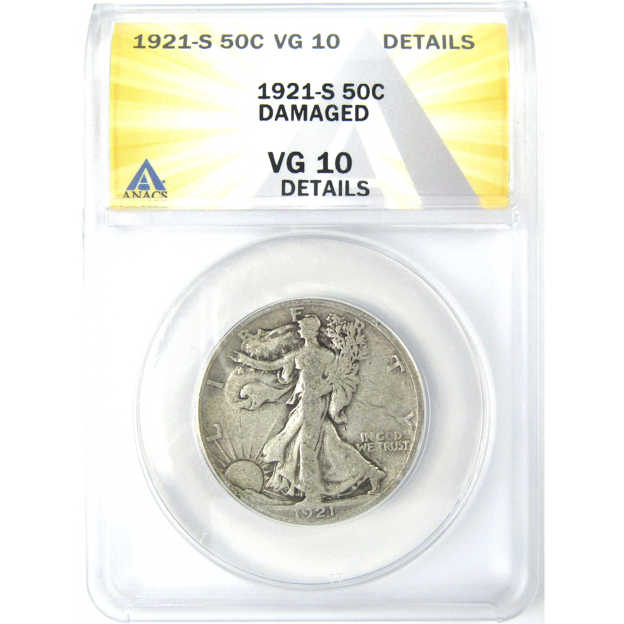 1921 S Liberty Walking Half Dollar VG 10 Details ANACS SKU:I16180