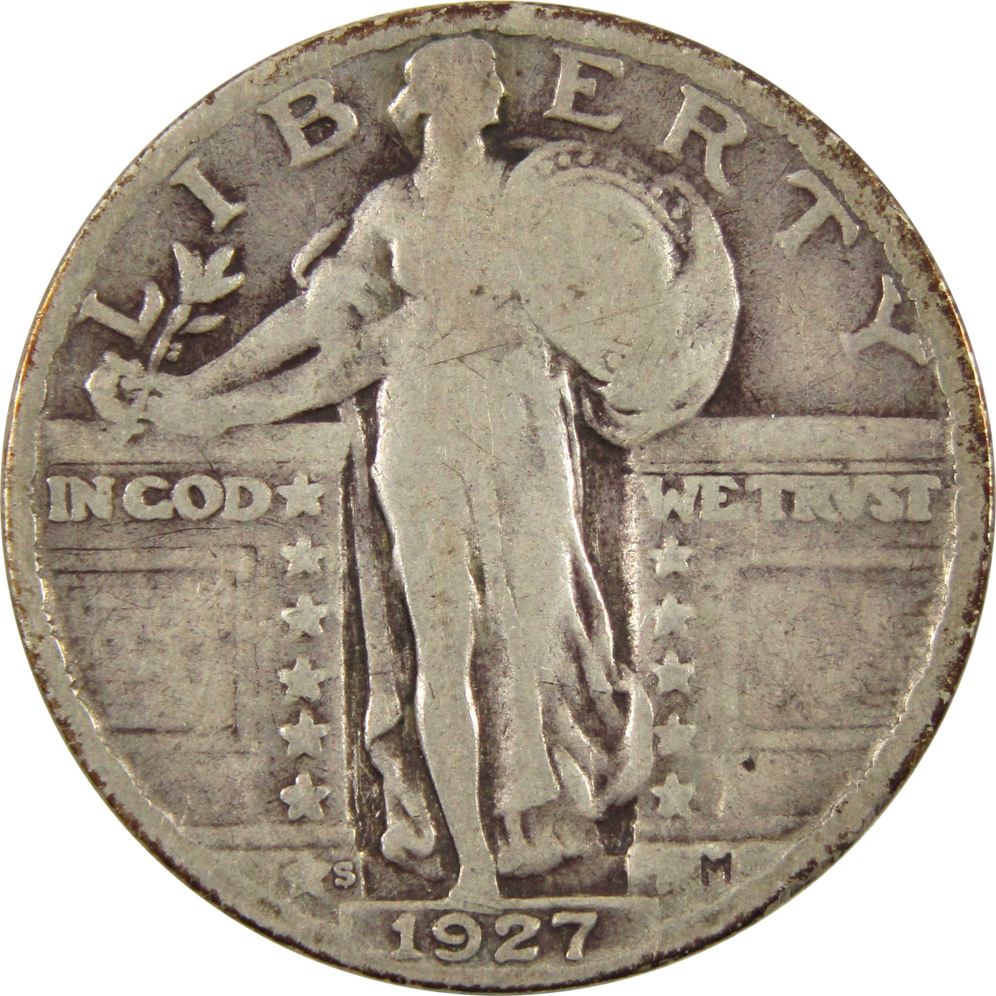1927 Standing Liberty Quarter VG 90% Silver 25c Coin SKU:I11194
