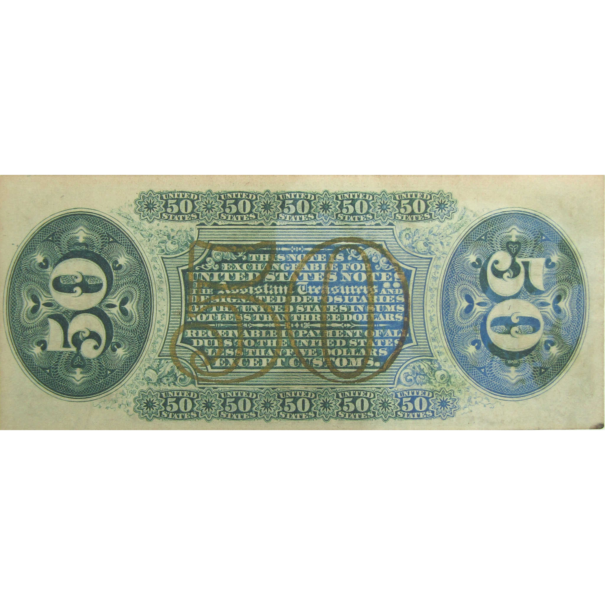 50C Fractional Note Green Reverse AU About Uncirculated SKU:CPC8000