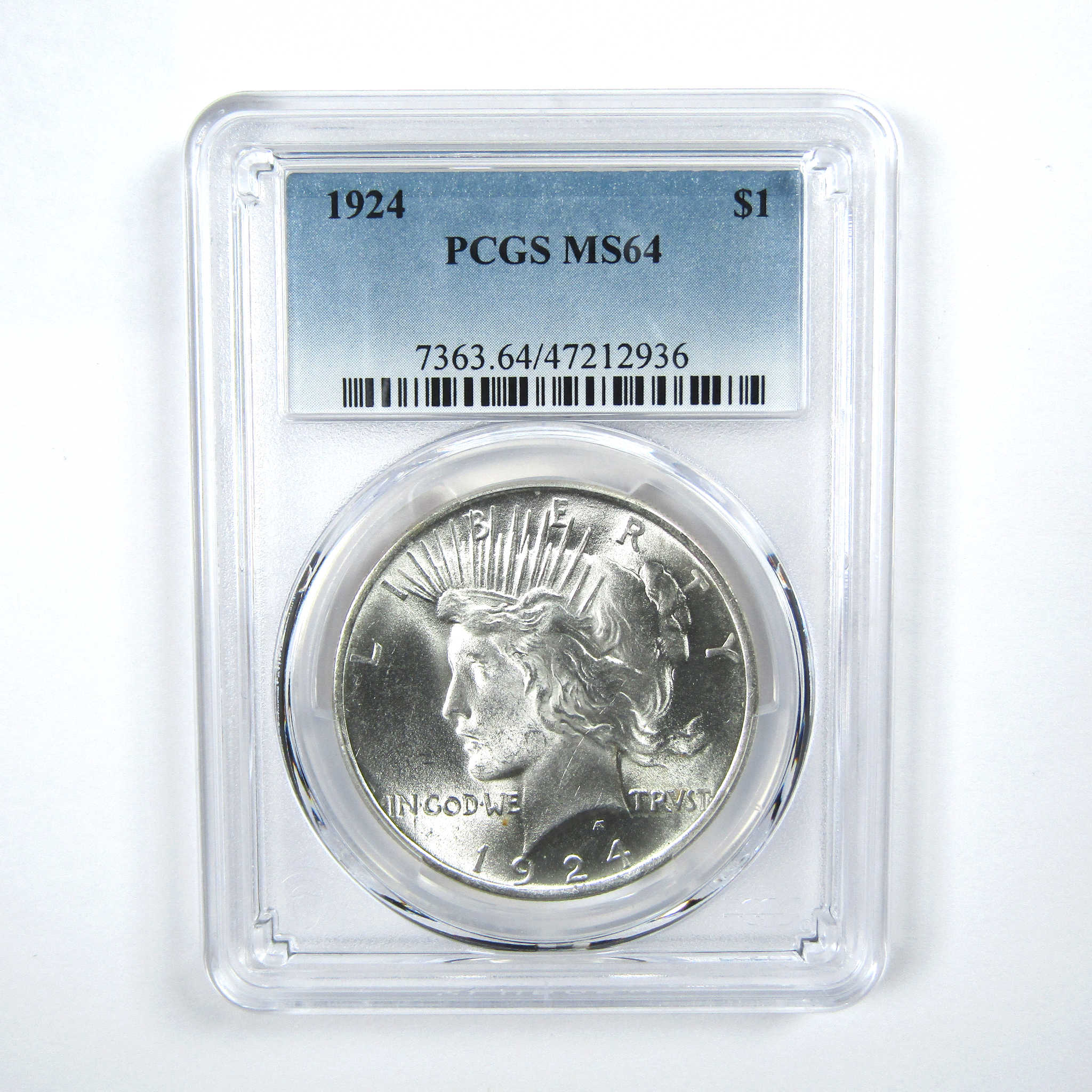 1924 Peace Dollar MS 64 PCGS Silver $1 Uncirculated Coin SKU:I13770