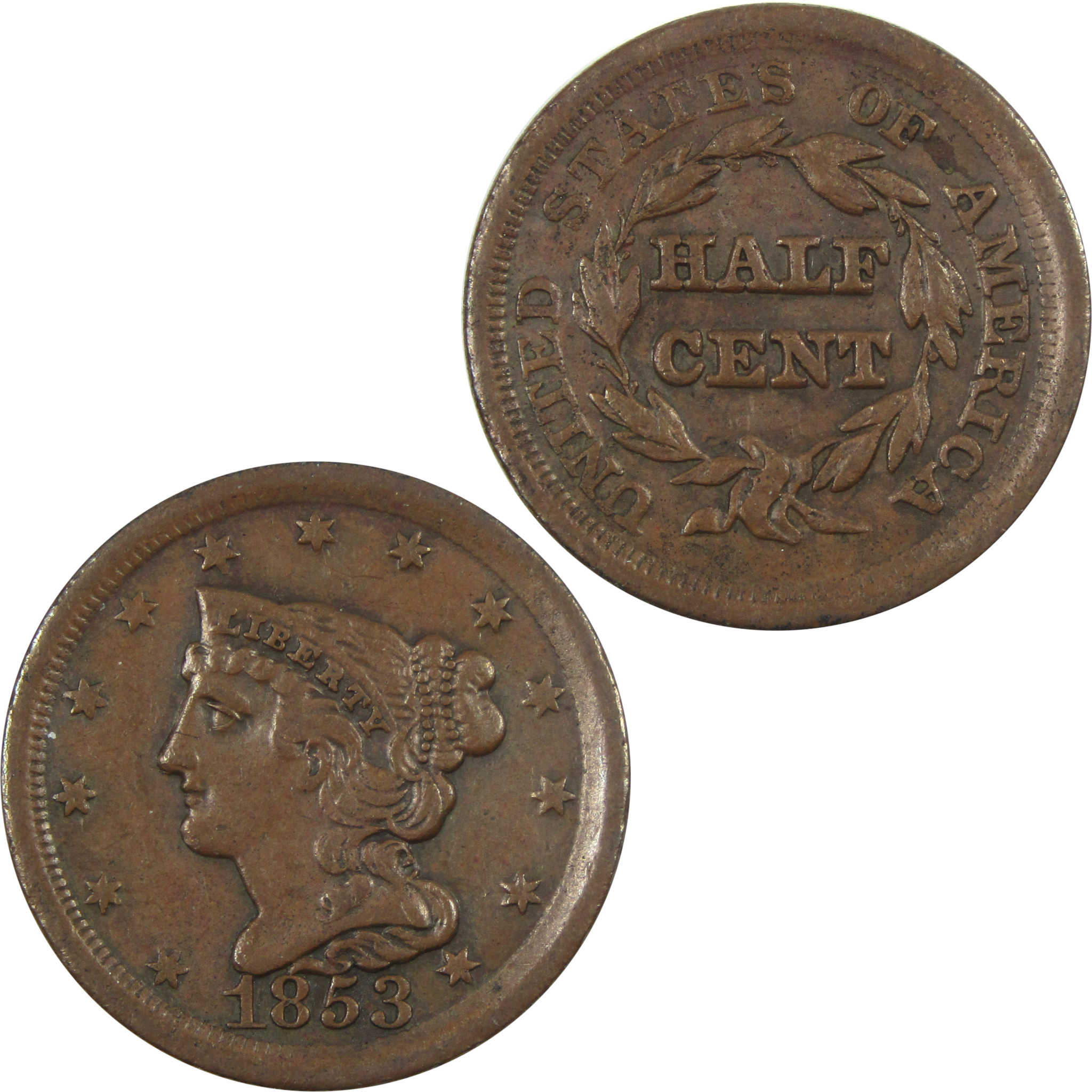 1853 Braided Hair Large Cent XF Extremely Fine Copper 1c SKU:I14363