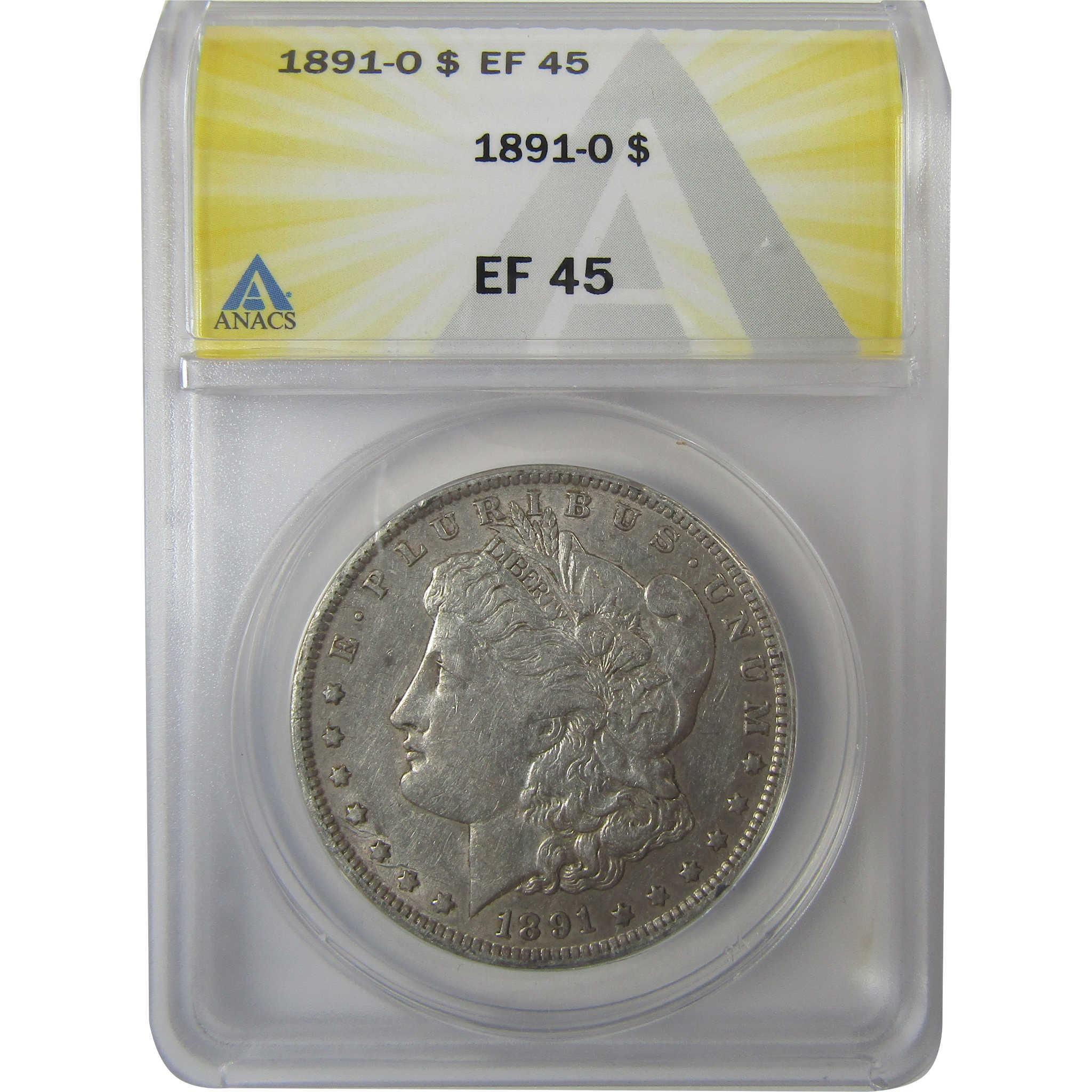 1891 O Morgan Silver Dollar EF 45 ANACS $1 Coin SKU:I24476 - Morgan coin - Morgan silver dollar - Morgan silver dollar for sale - Profile Coins &amp; Collectibles