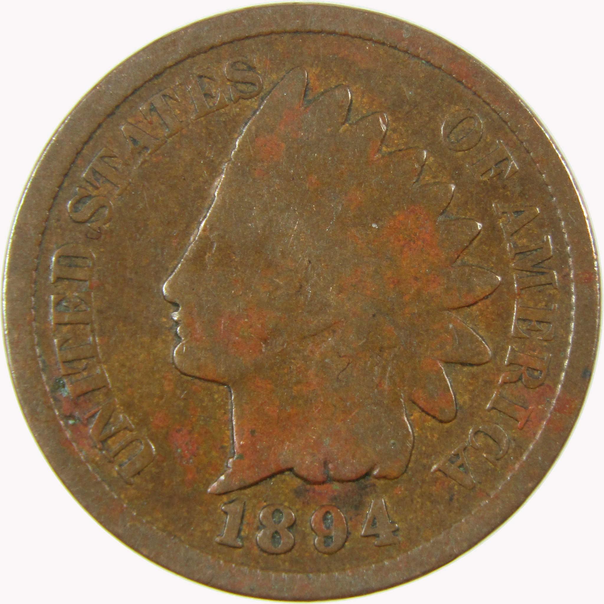 1894 Indian Head Cent G Good Details Penny 1c Coin SKU:I26557