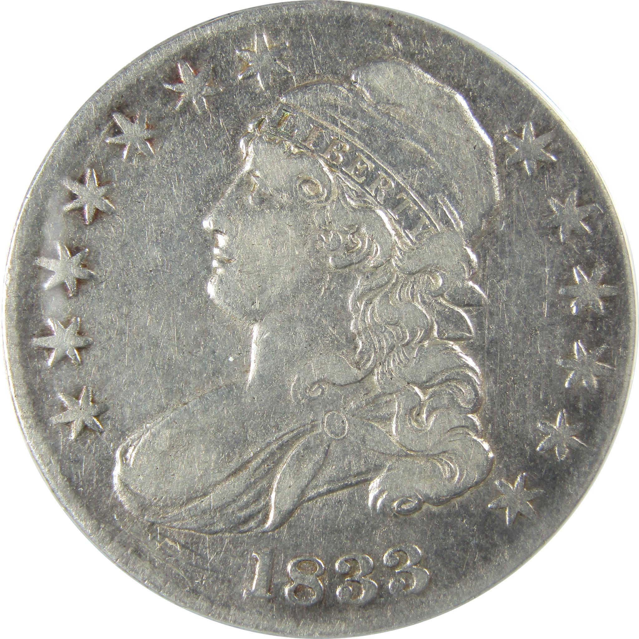 1833 Capped Bust Silver Half Dollar VF 35 Details ANACS SKU:CP801