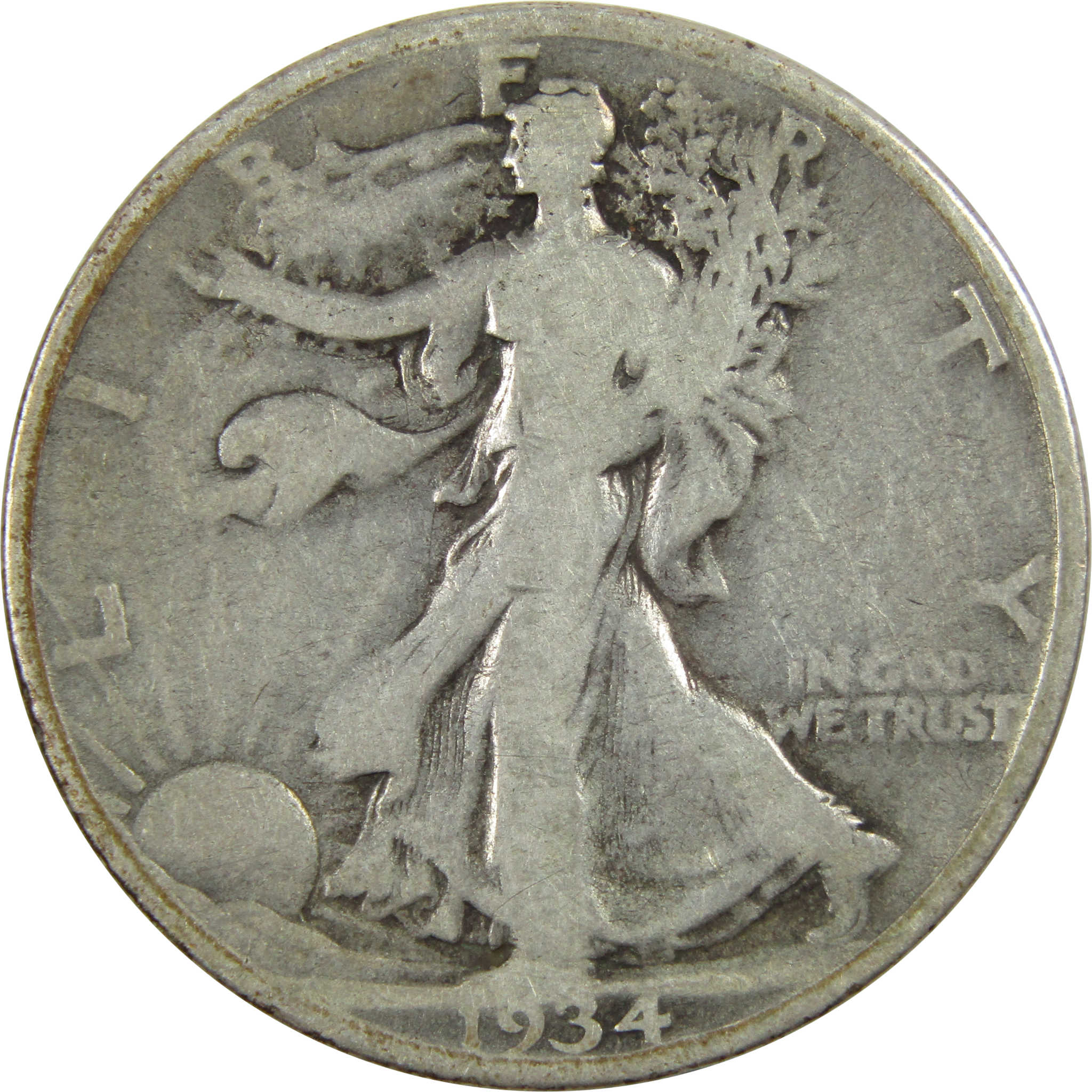 1934 S Liberty Walking Half Dollar G Good Silver 50c Coin SKU:I12112