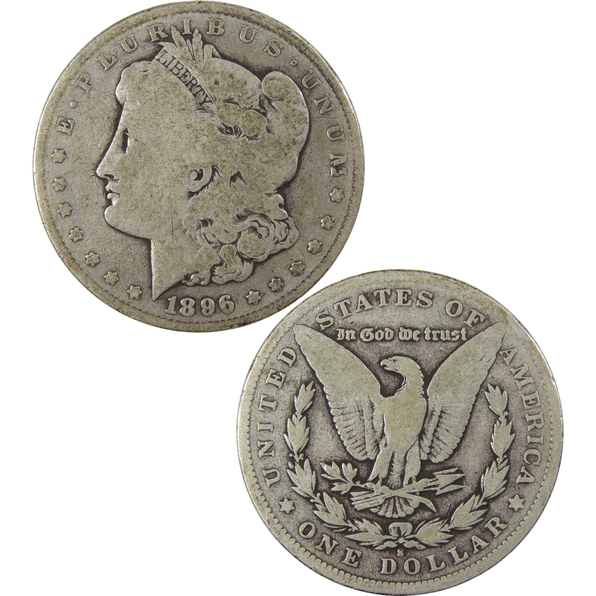 1896 S Morgan Dollar VG Very Good Silver $1 Coin SKU:I23451