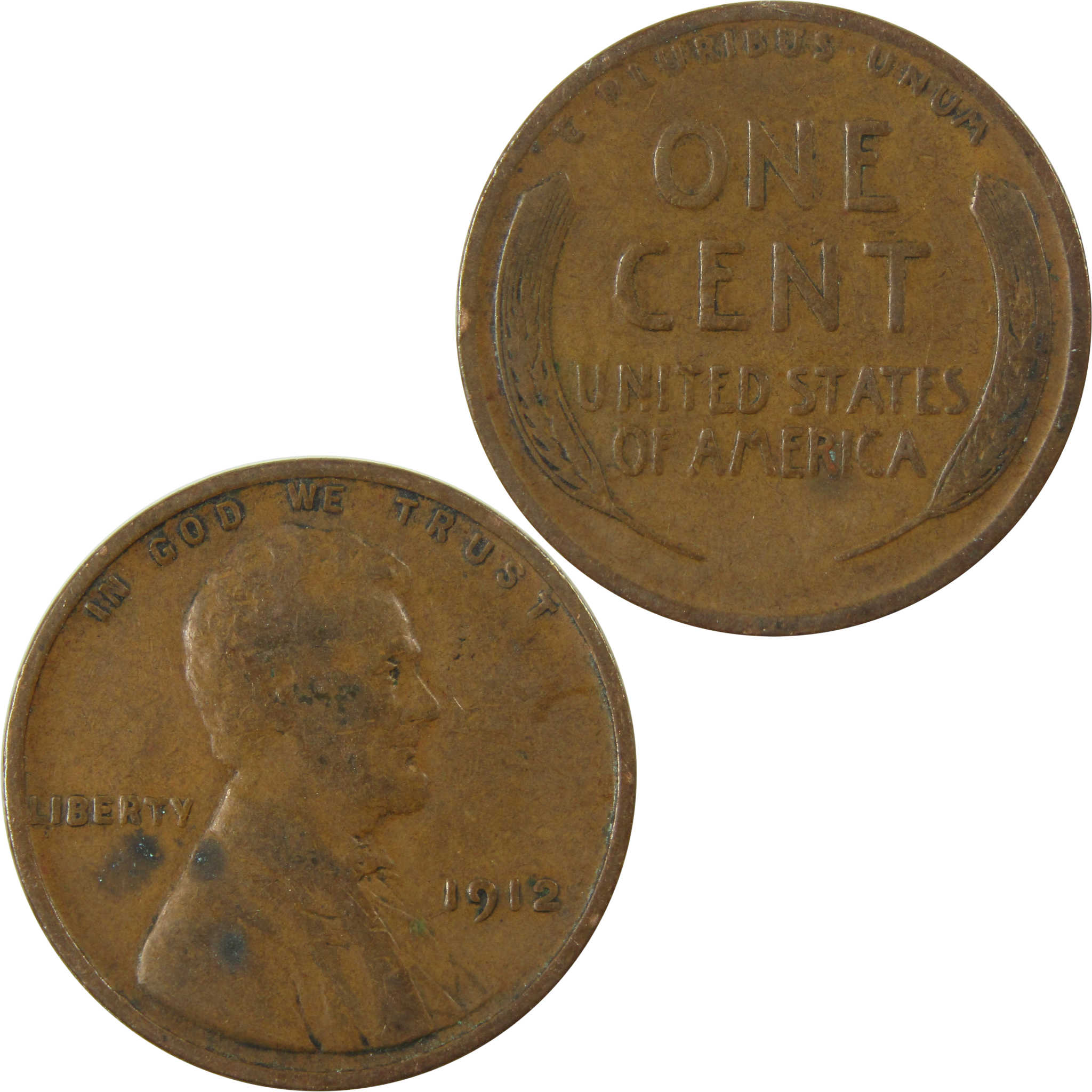 1912 Lincoln Wheat Cent F Fine Penny 1c Coin SKU:I26821