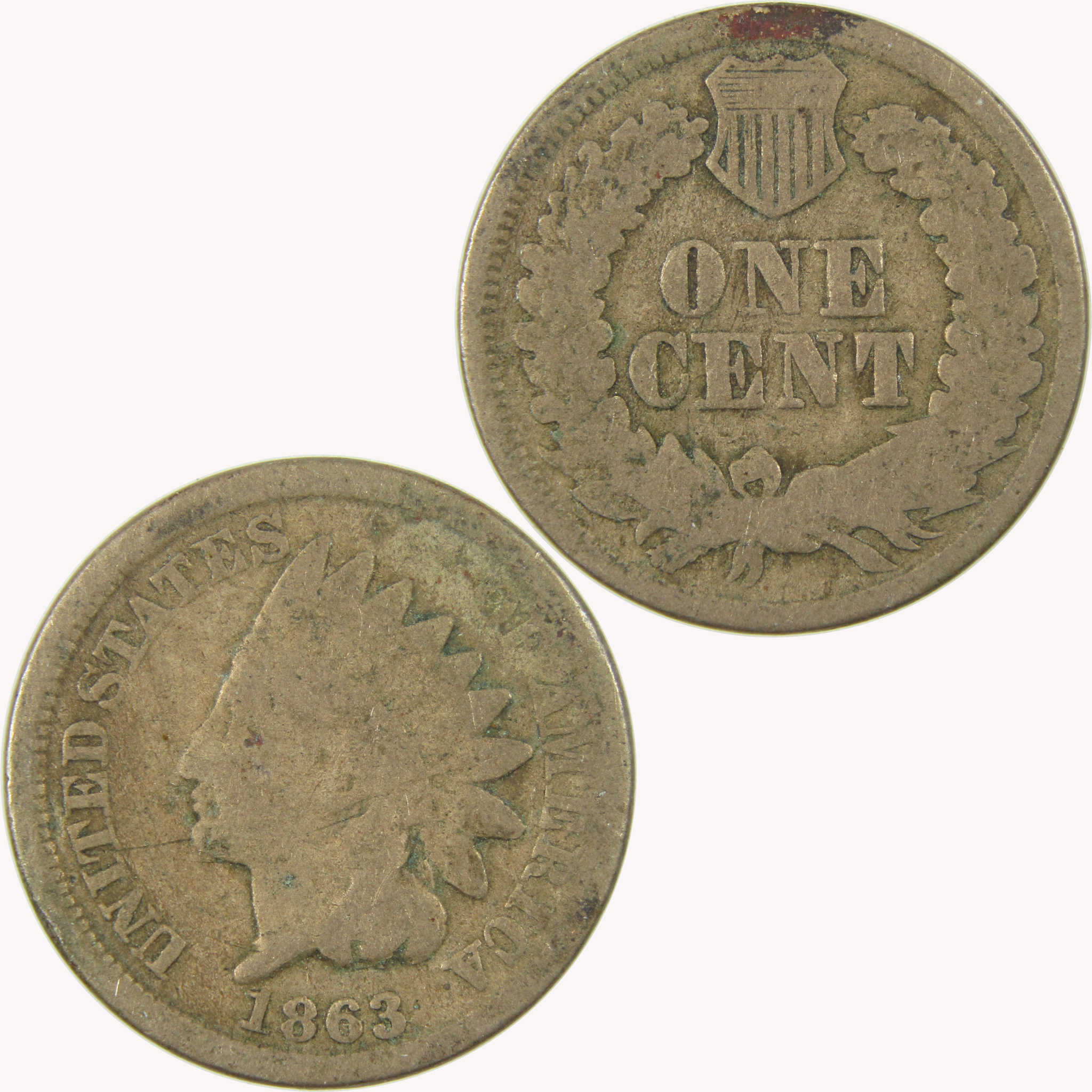 1863 Indian Head Cent G Good Penny 1c Coin SKU:CP1102