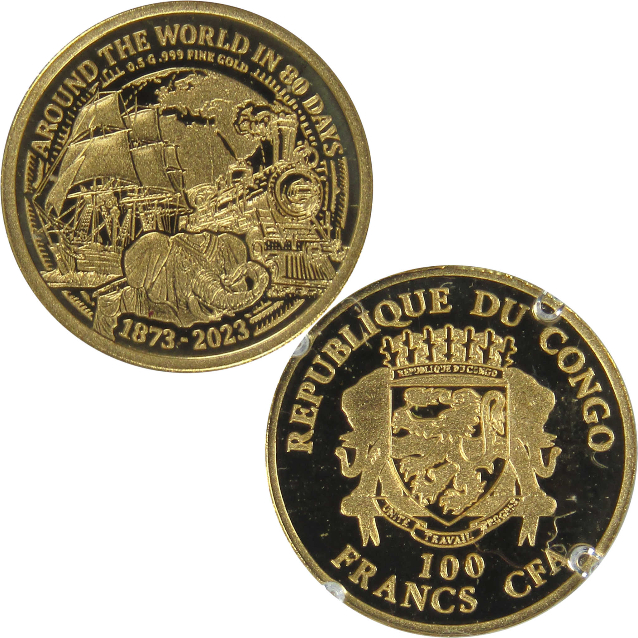 Around the World in 80 Days .999 Gold 100 Francs CFA Proof 2023 DRC