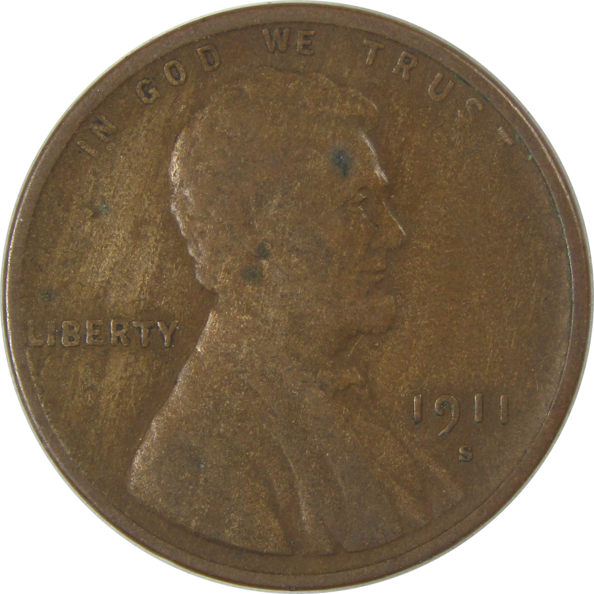 1911 S Lincoln Wheat Cent F Fine Penny 1c Coin Collectible SKU:I23862