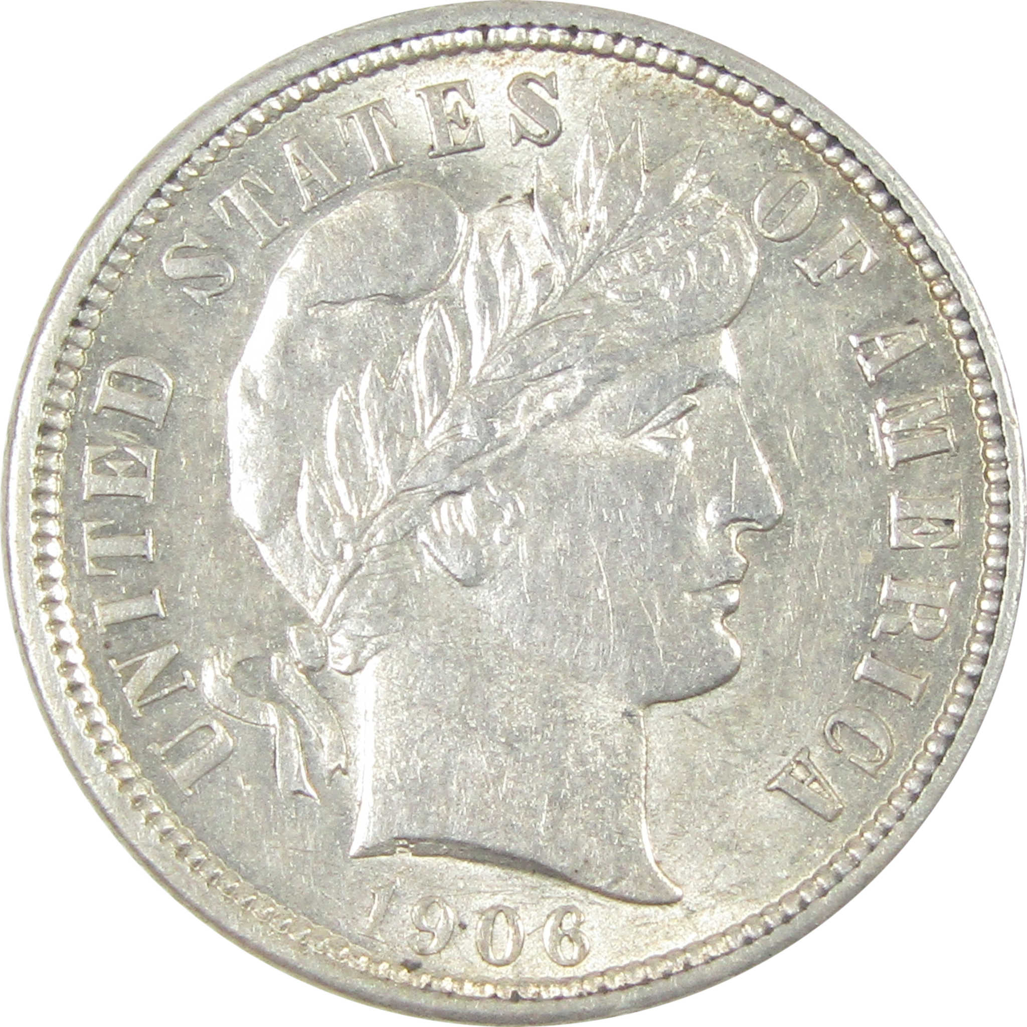 1906 Barber Dime Borderline Uncirculated Silver 10c Coin SKU:I15141