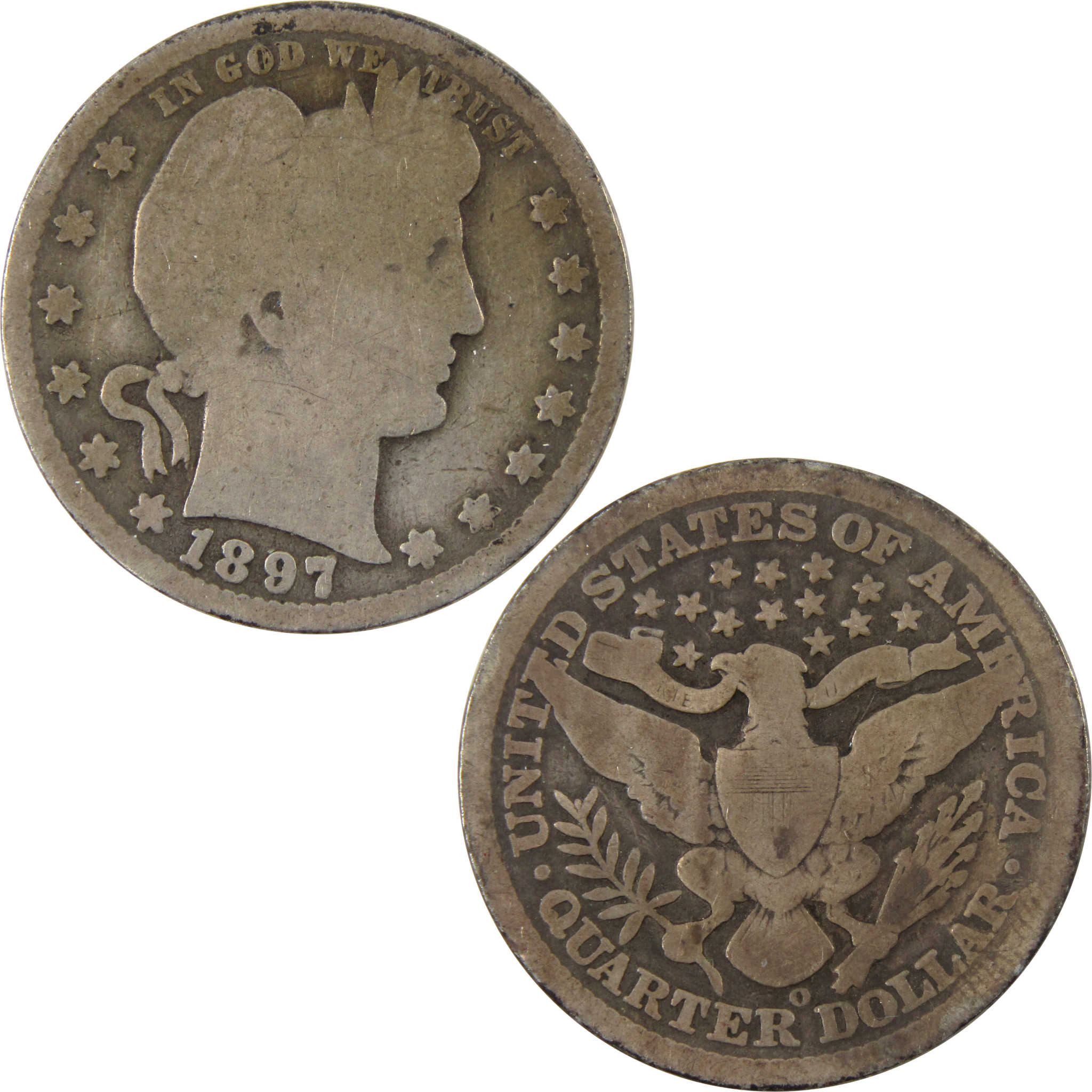 1897 O Barber Quarter G Good 90% Silver 25c Coin SKU:I9965