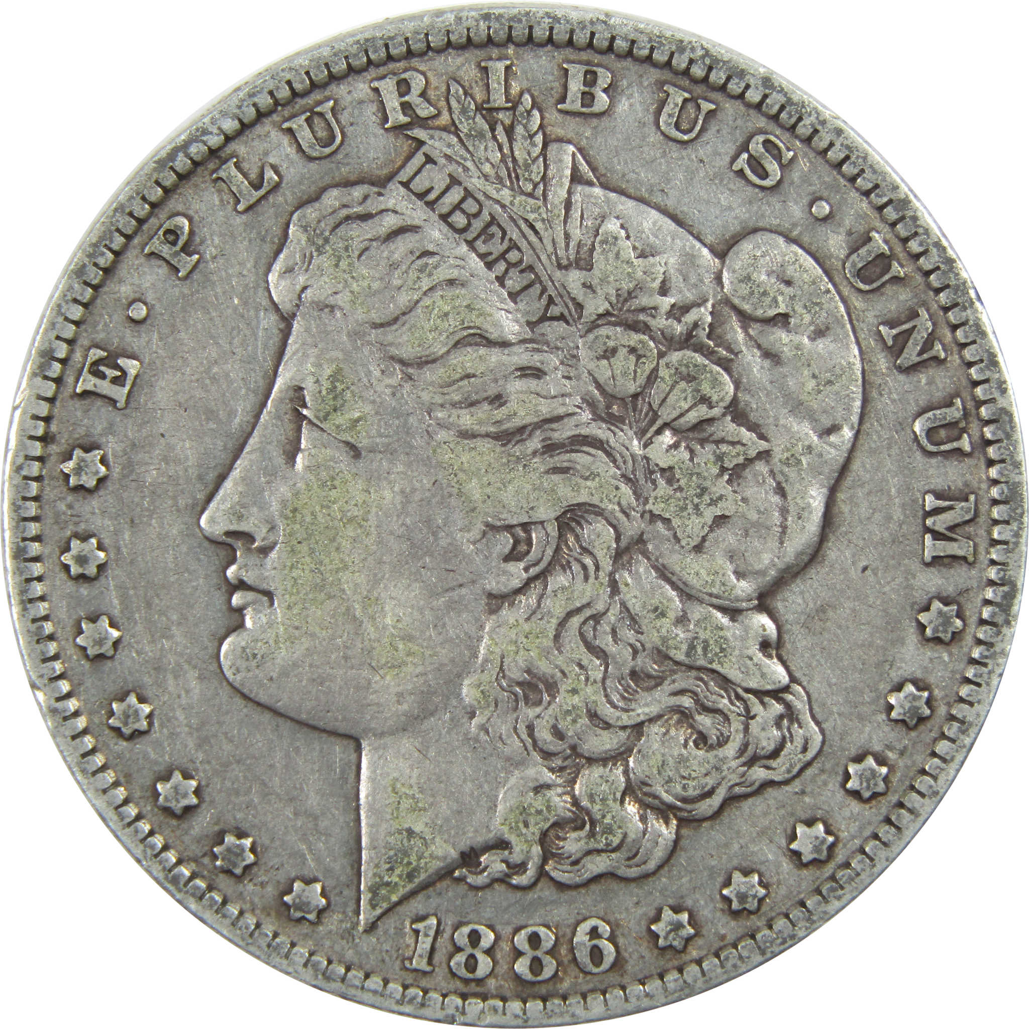 1886 O E on Reverse Morgan Dollar F Fine Silver $1 Coin SKU:I13473 - Morgan coin - Morgan silver dollar - Morgan silver dollar for sale - Profile Coins &amp; Collectibles