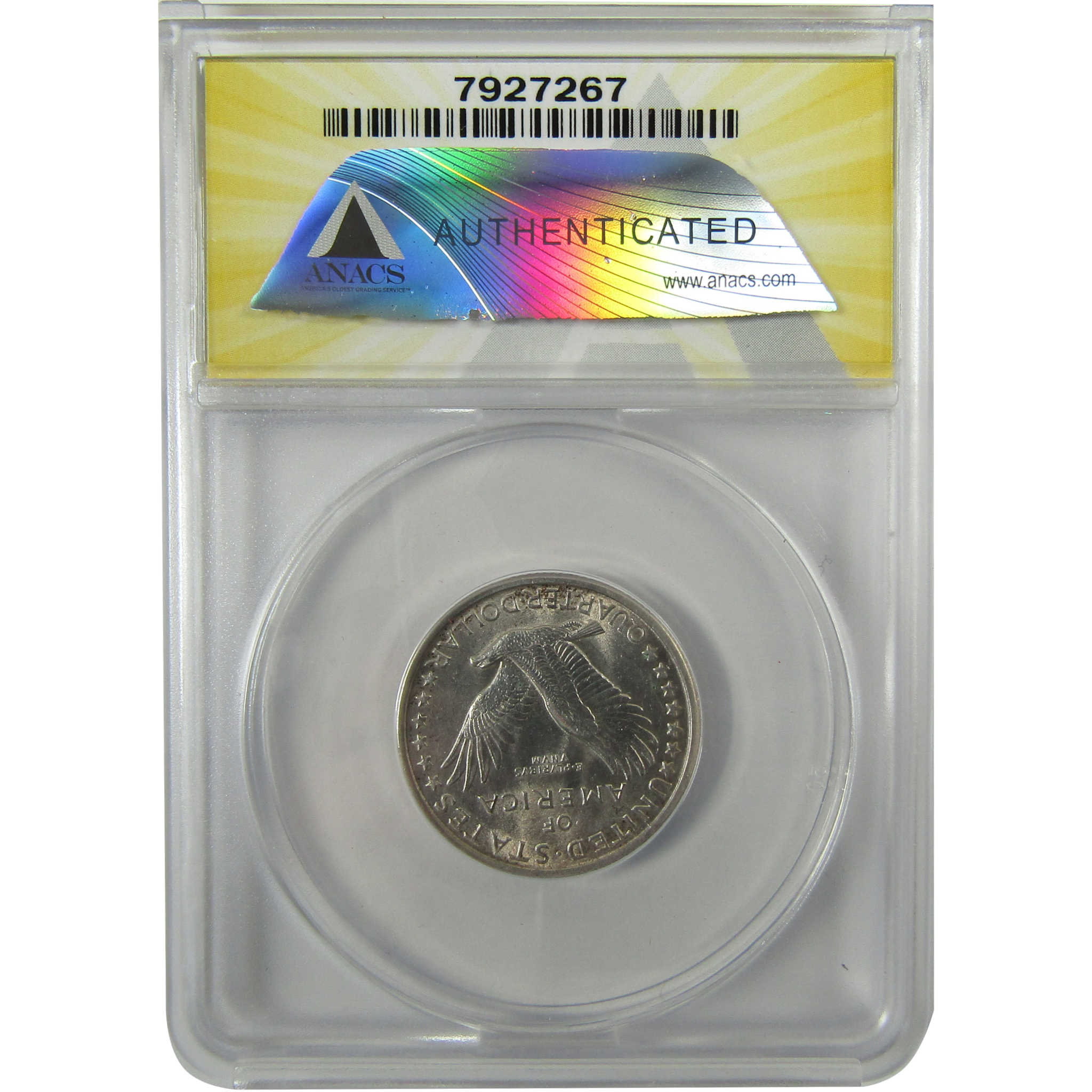 1917 D Type 1 Standing Liberty Silver 25c MS 63 FH ANACS SKU:I28470