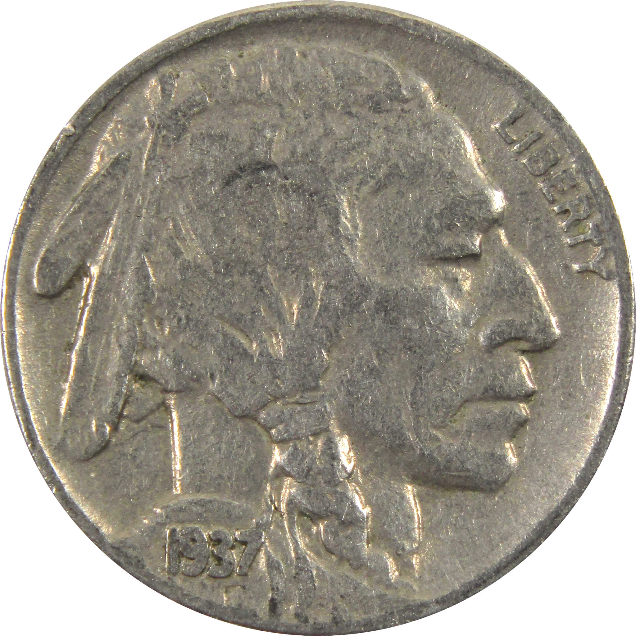 1937 Indian Head Buffalo Nickel F Fine 5c Coin